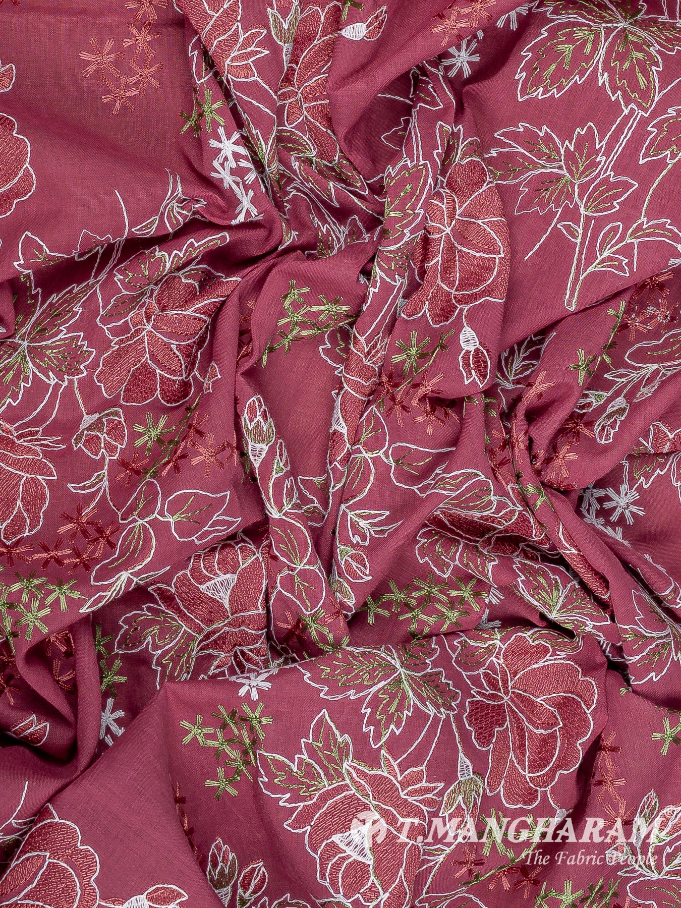 Pink Cotton Embroidery Fabric - EB9946