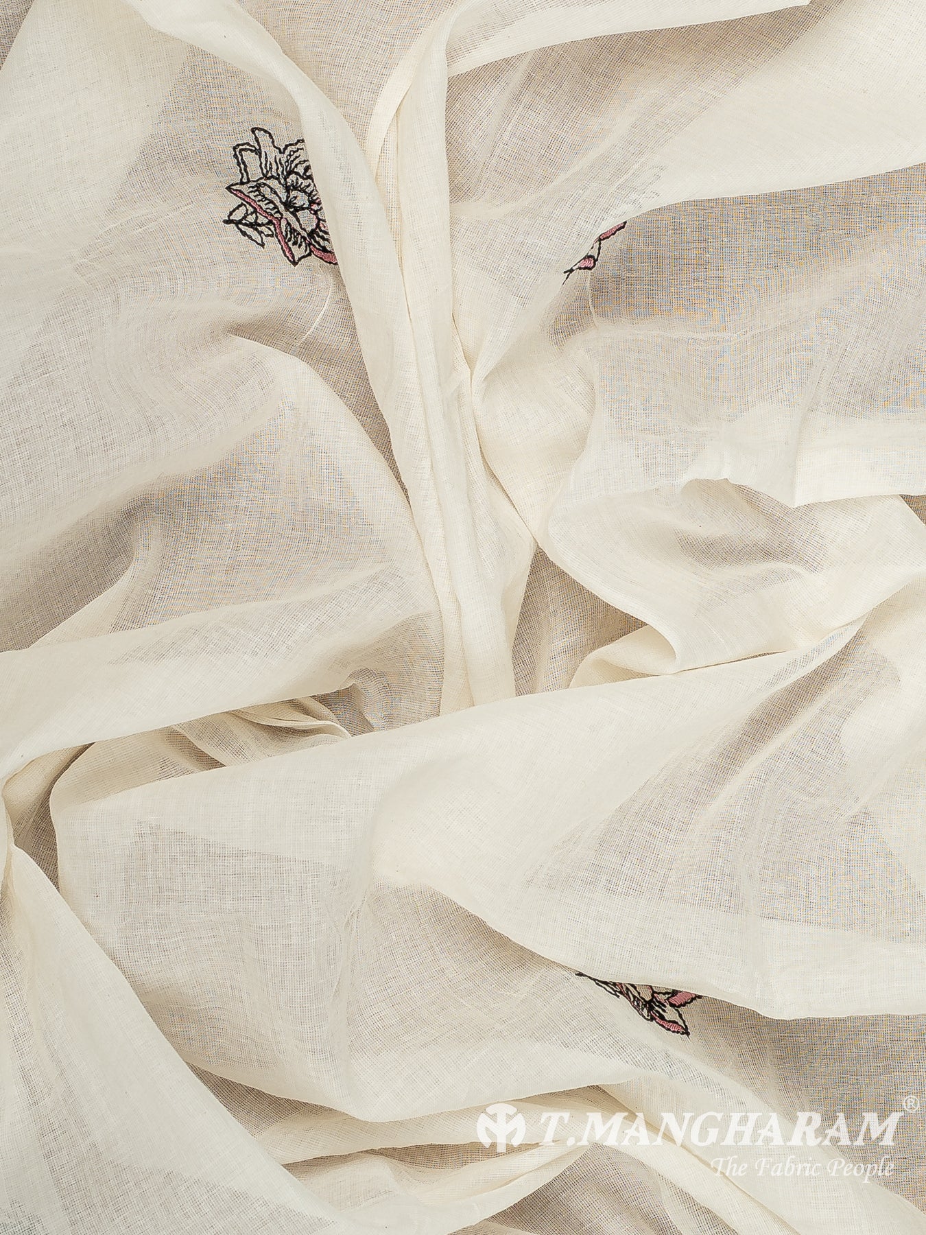 Cream Cotton Embroidery Fabric - EC12535