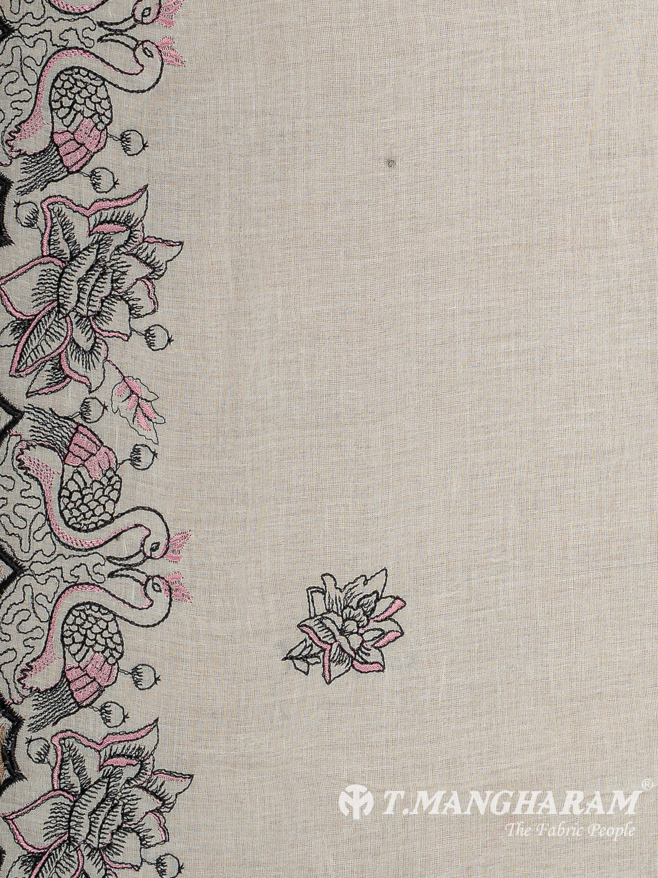 Cream Cotton Embroidery Fabric - EC12535