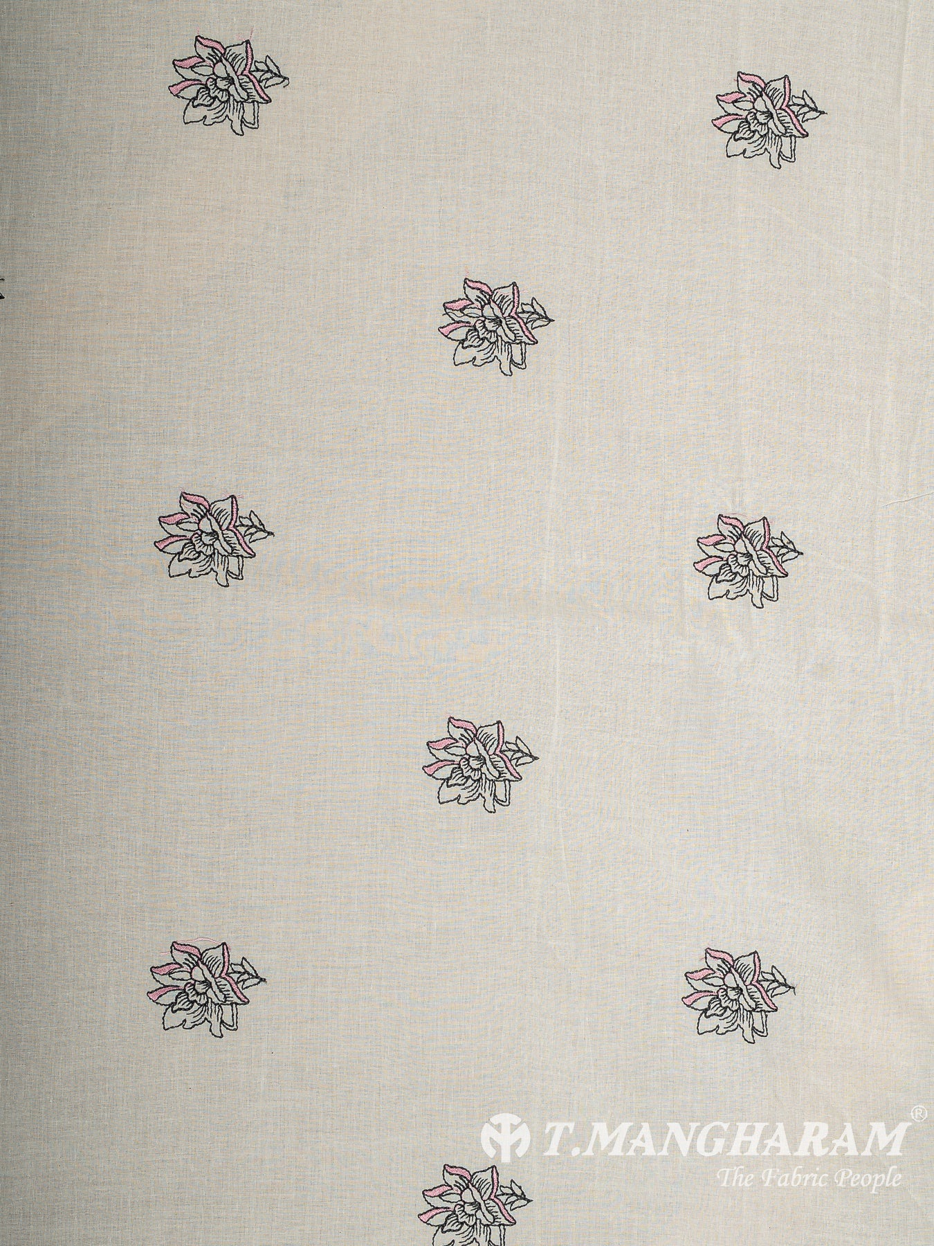 Cream Cotton Embroidery Fabric - EC12540