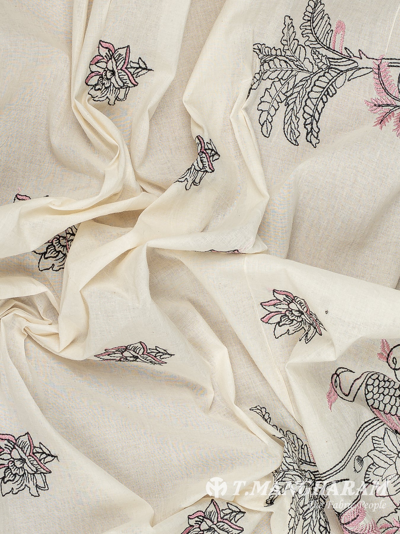 Cream Cotton Embroidery Fabric - EC12540