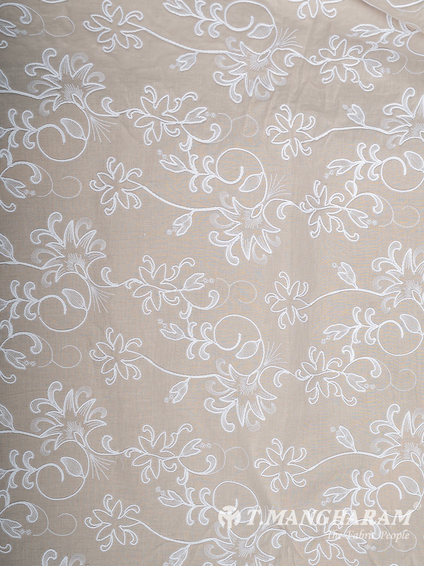 Beige Cotton Embroidery Fabric - EB10329