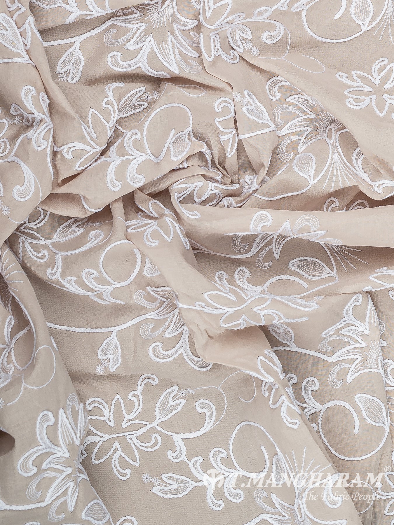 Beige Cotton Embroidery Fabric - EB10329
