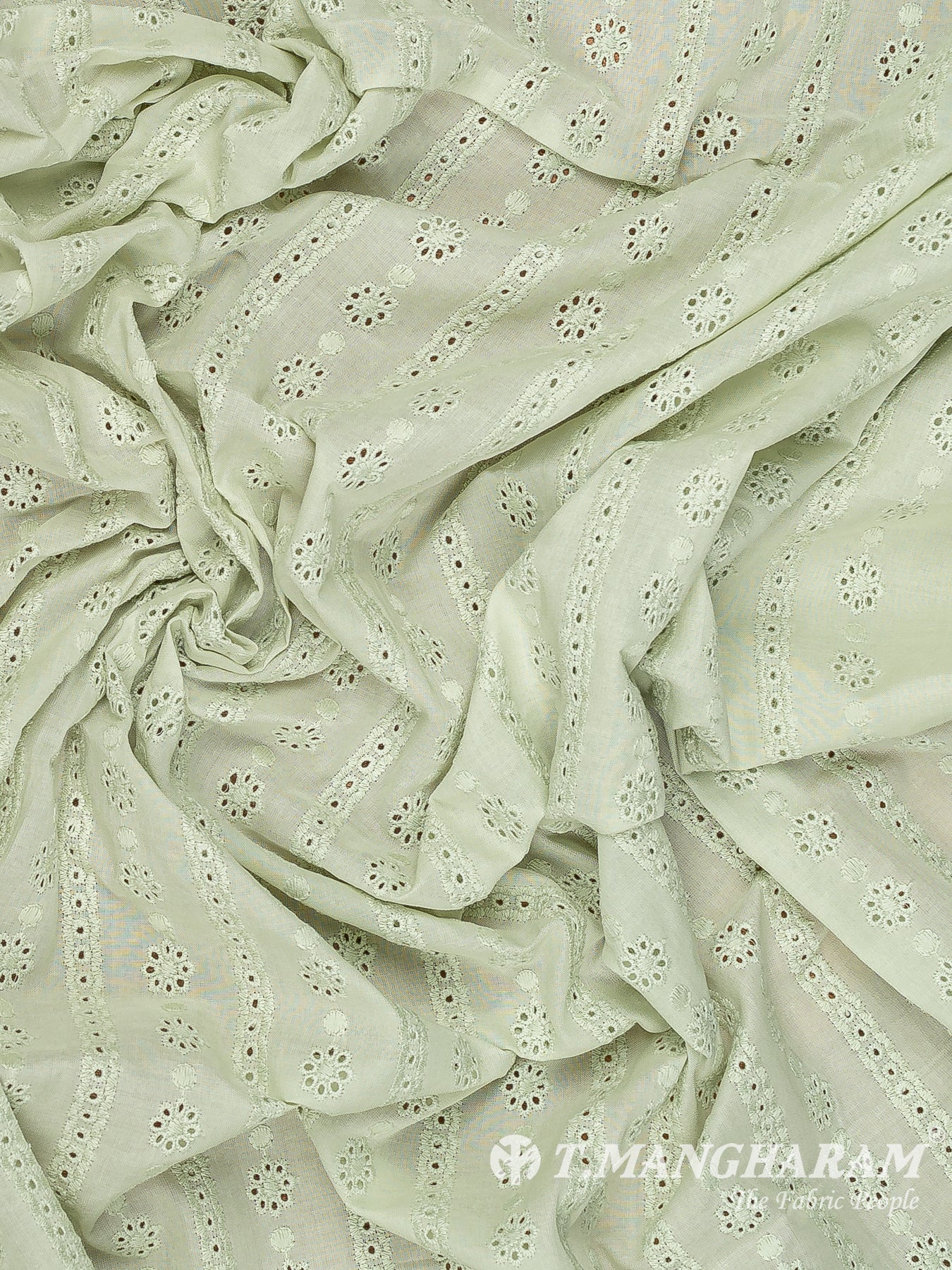 Green Cotton Embroidery Fabric - EC14189