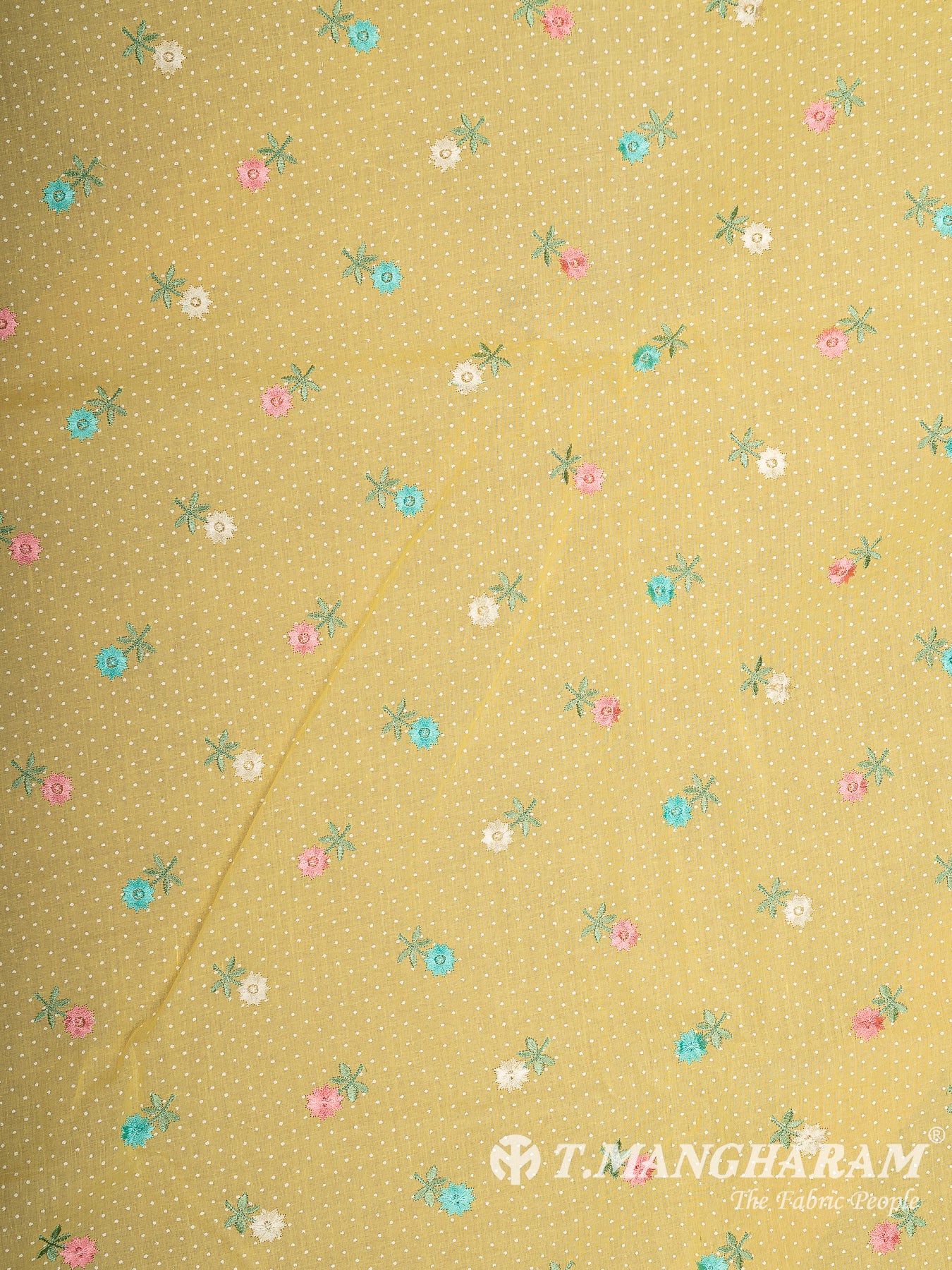 Yellow Cotton Embroidery Fabric - EC13356