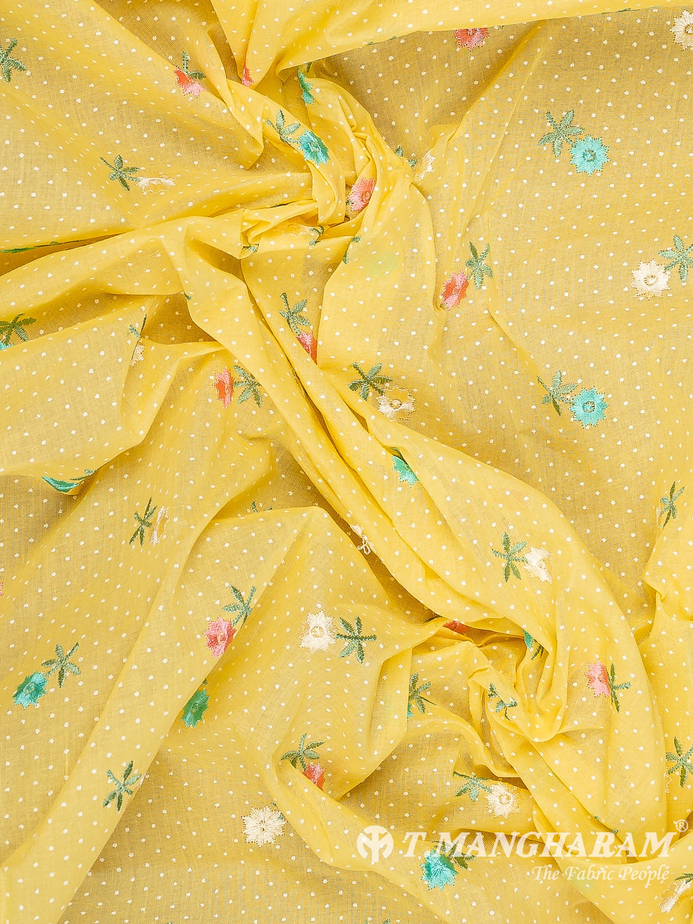 Yellow Cotton Embroidery Fabric - EC13356