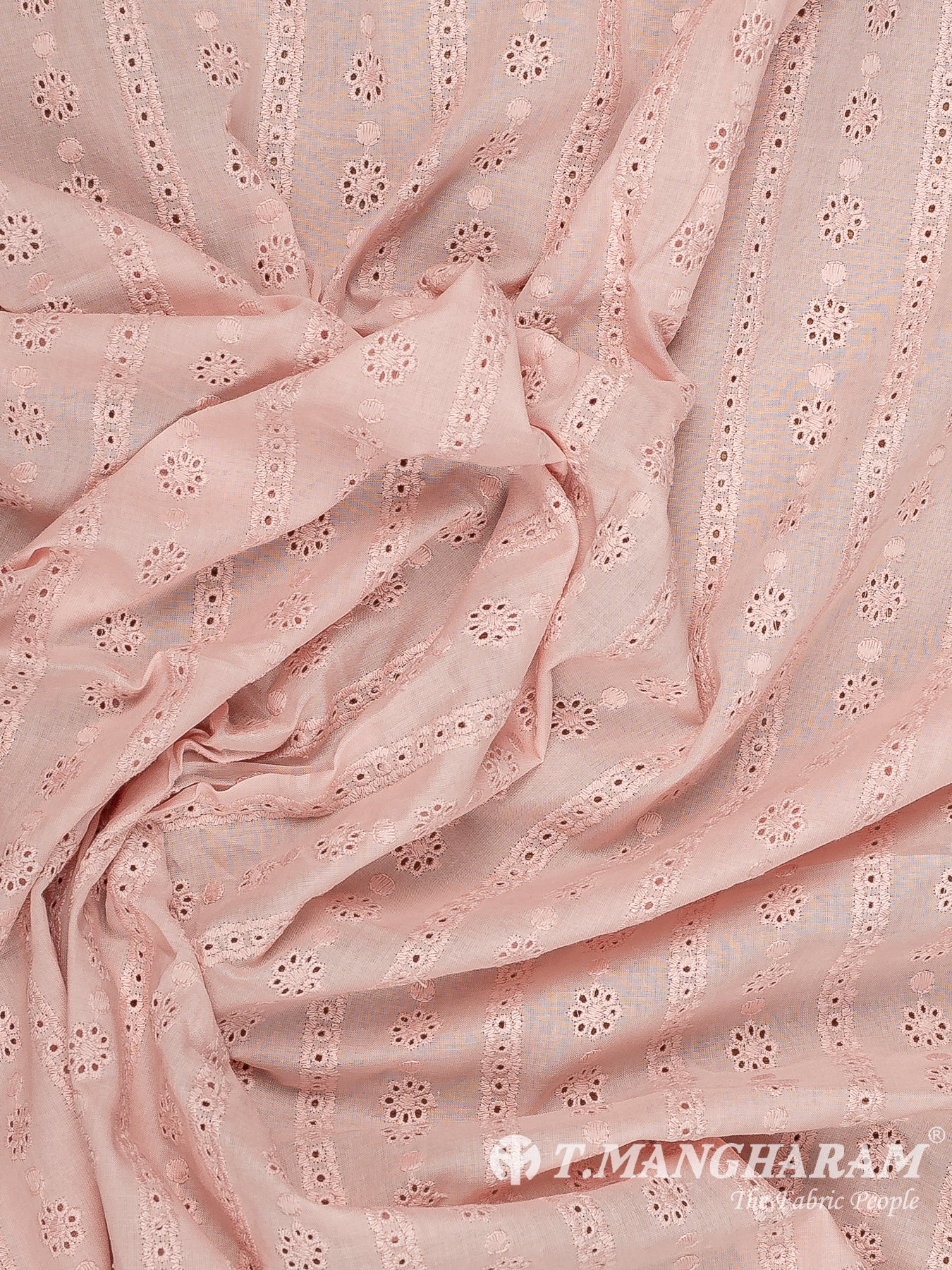 Peach Cotton Embroidery Fabric - EC14190