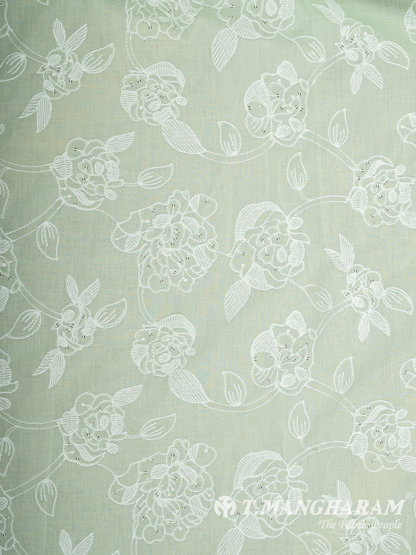 Green Cotton Embroidery Fabric - EC12639