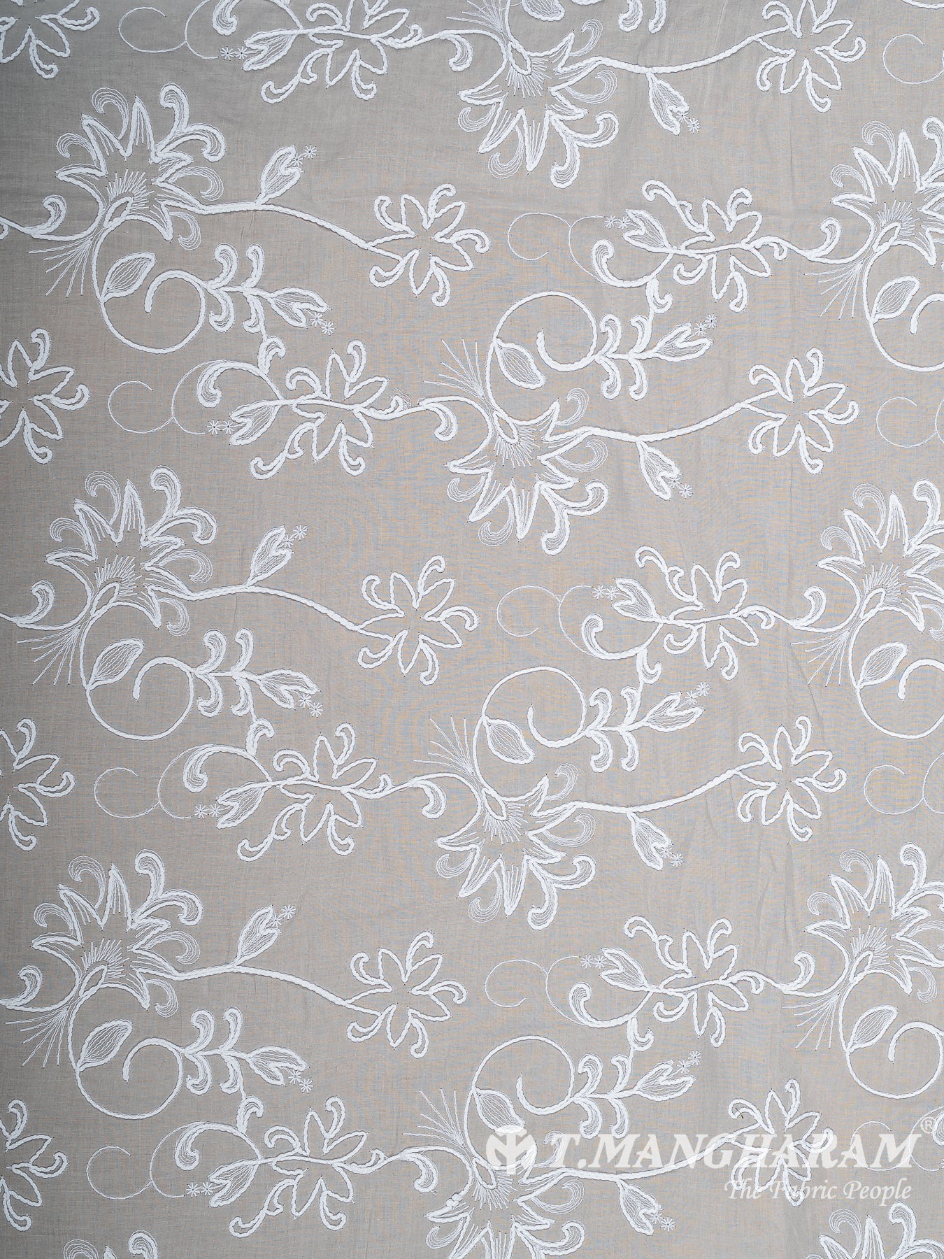 Grey Cotton Embroidery Fabric - EB10328