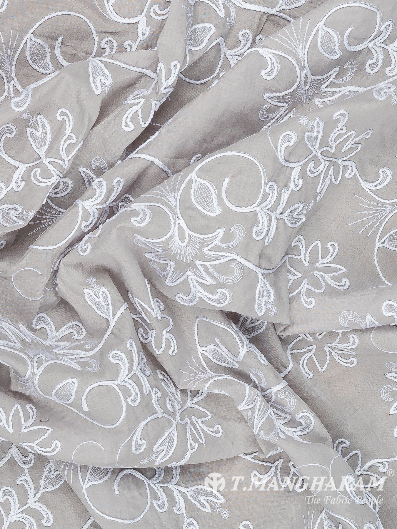 Grey Cotton Embroidery Fabric - EB10328