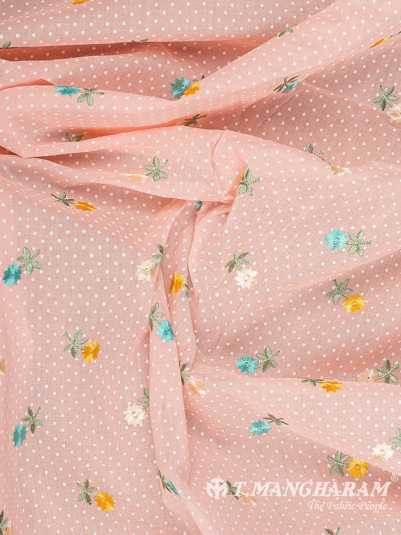 Peach Cotton Embroidery Fabric - EC13357