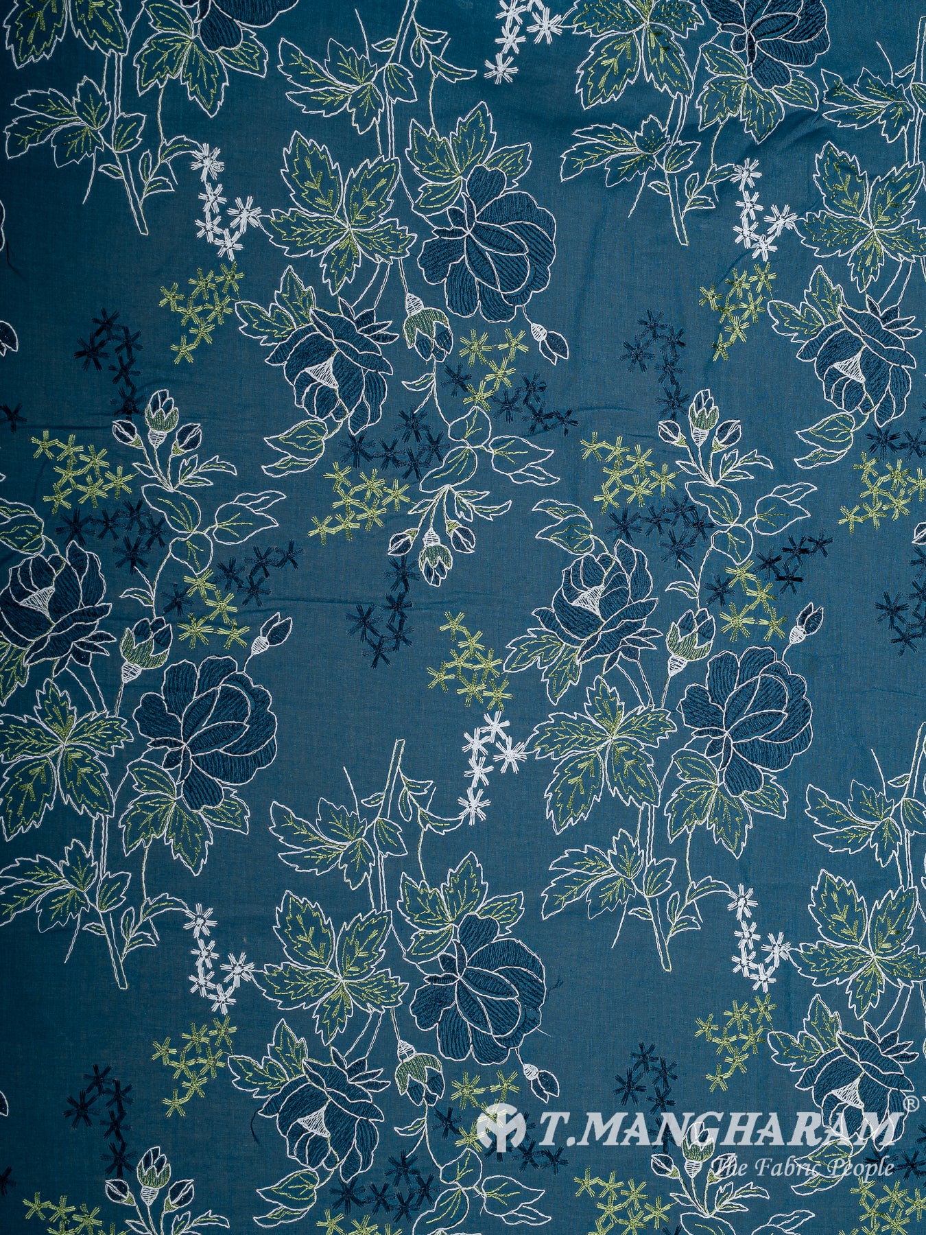 Blue Cotton Embroidery Fabric - EB9945