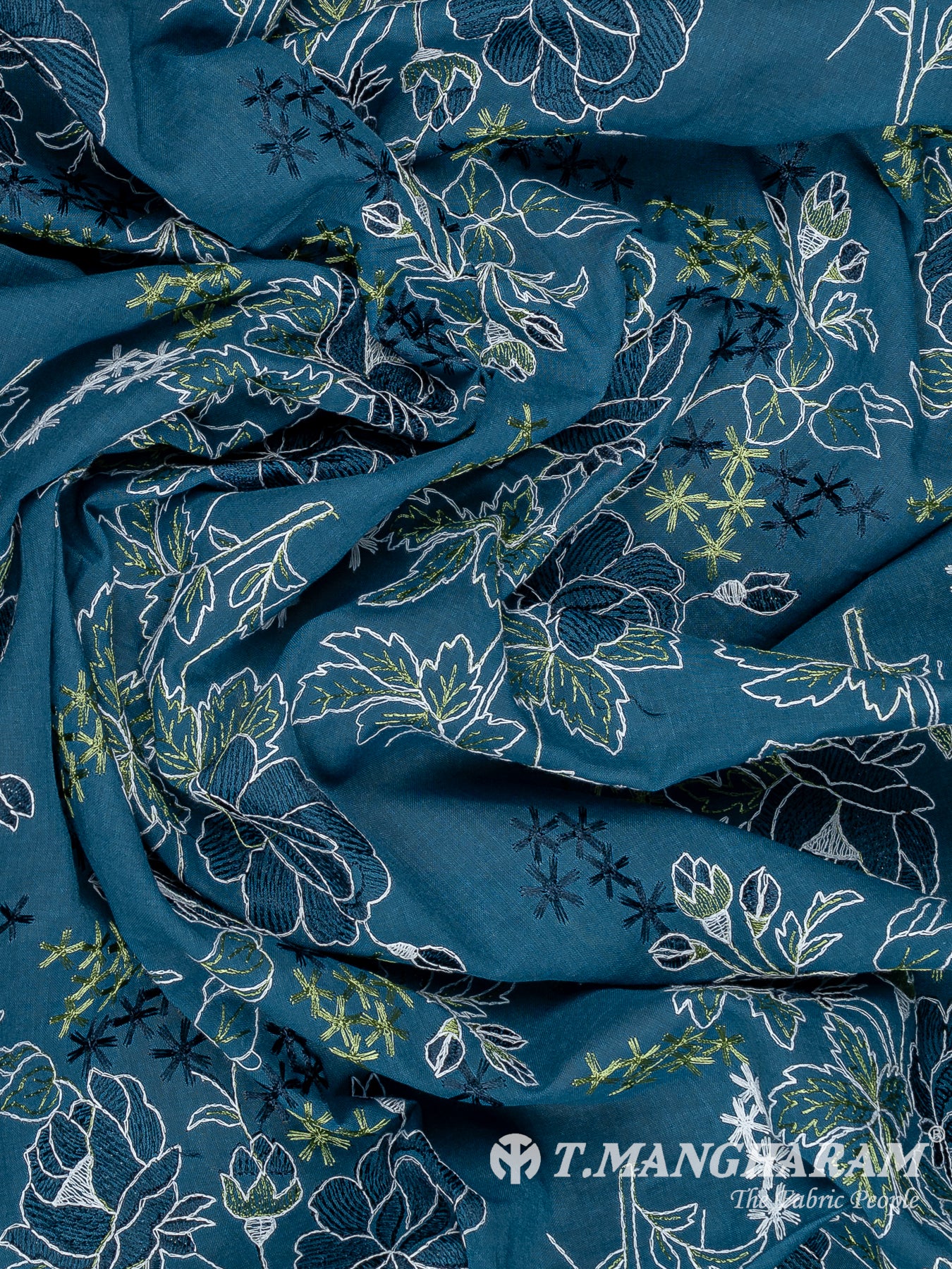 Blue Cotton Embroidery Fabric - EB9945