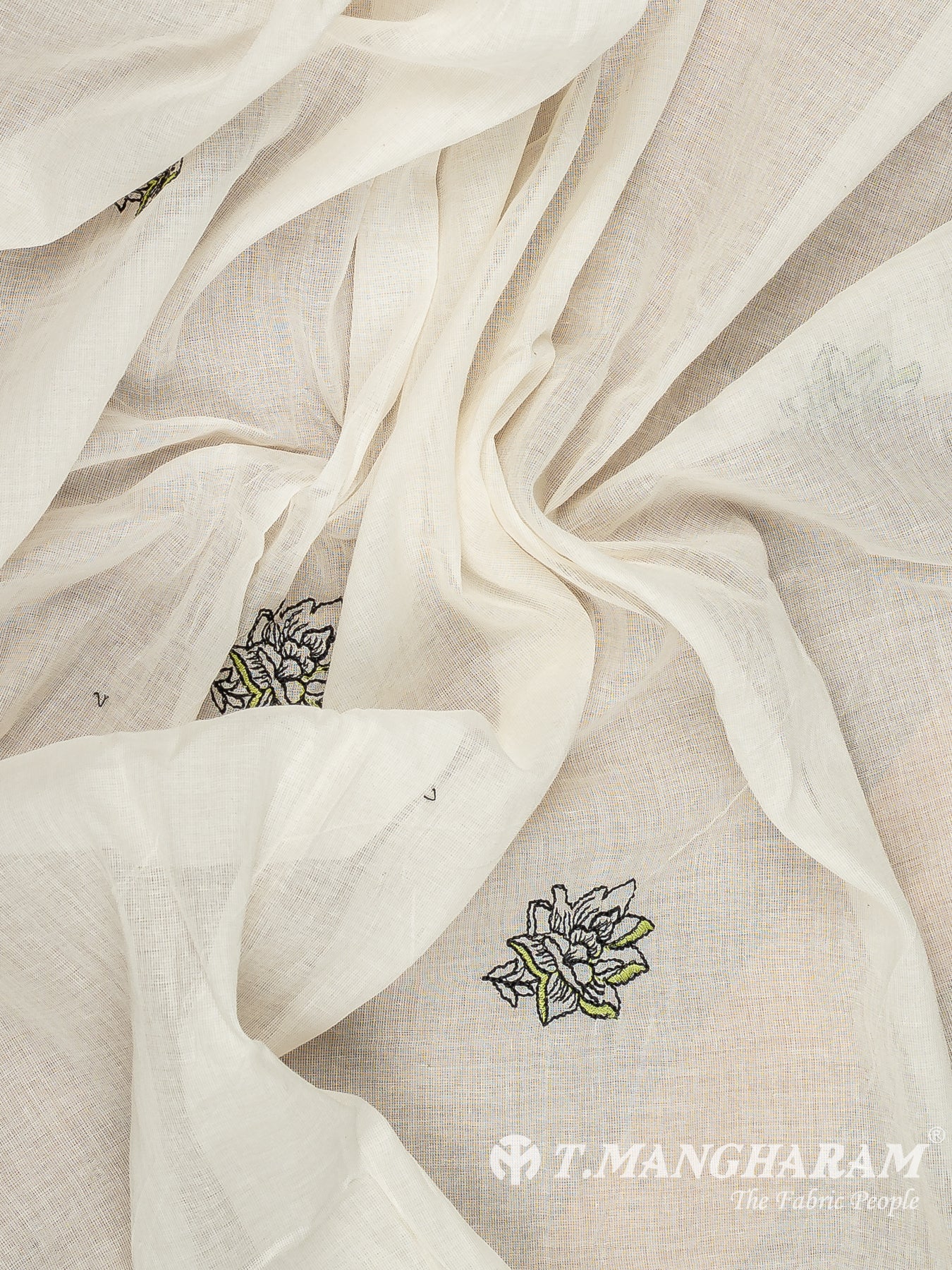 Cream Cotton Embroidery Fabric - EC12534