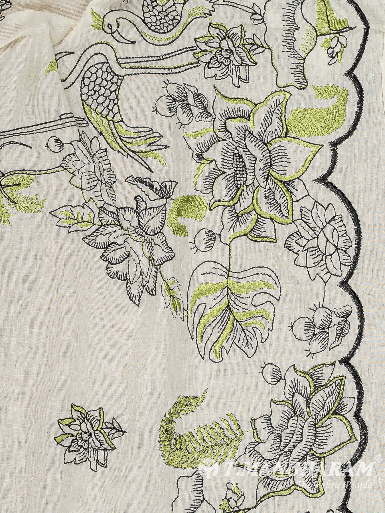 Cream Cotton Embroidery Fabric - EC12541