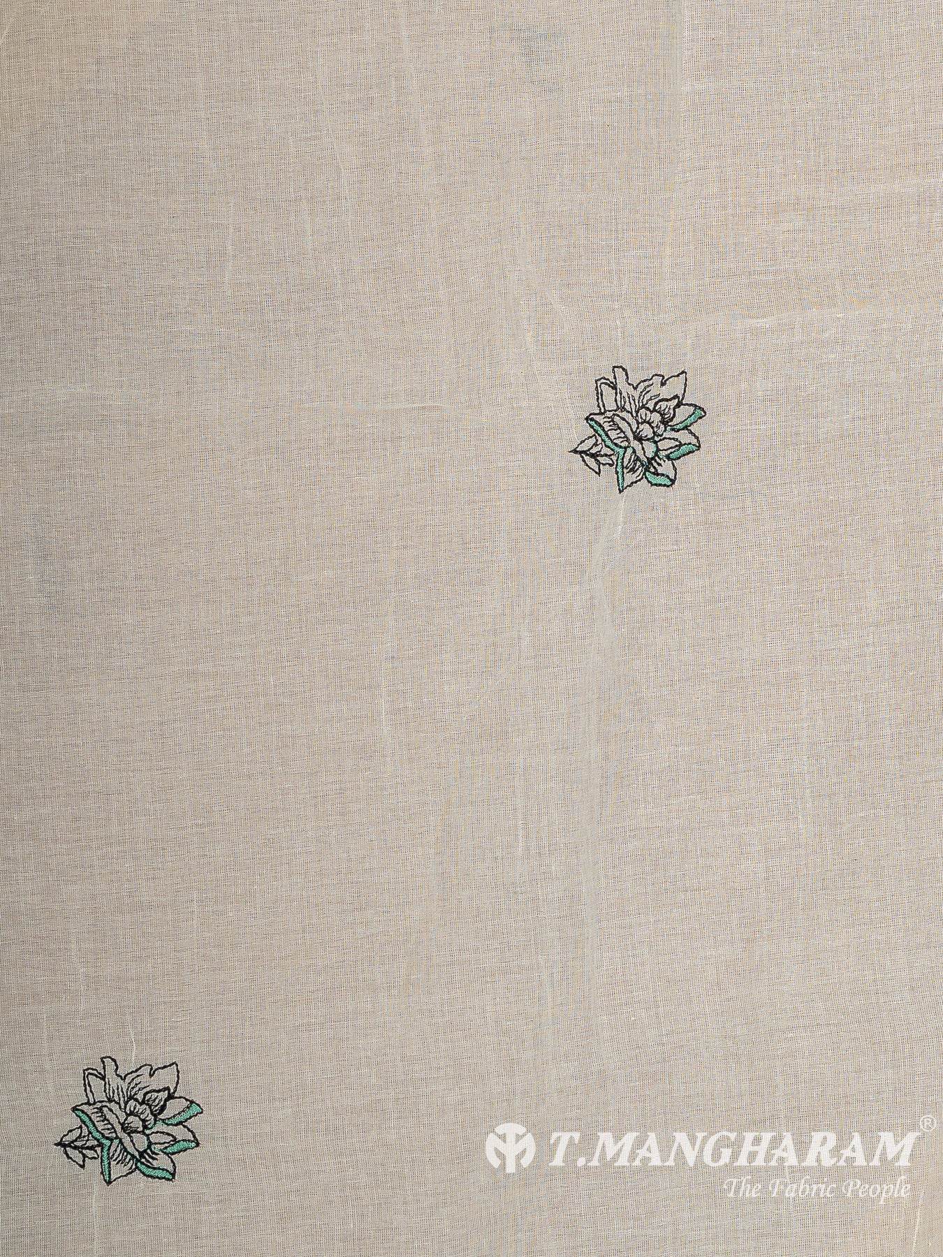 Cream Cotton Embroidery Fabric - EC12537