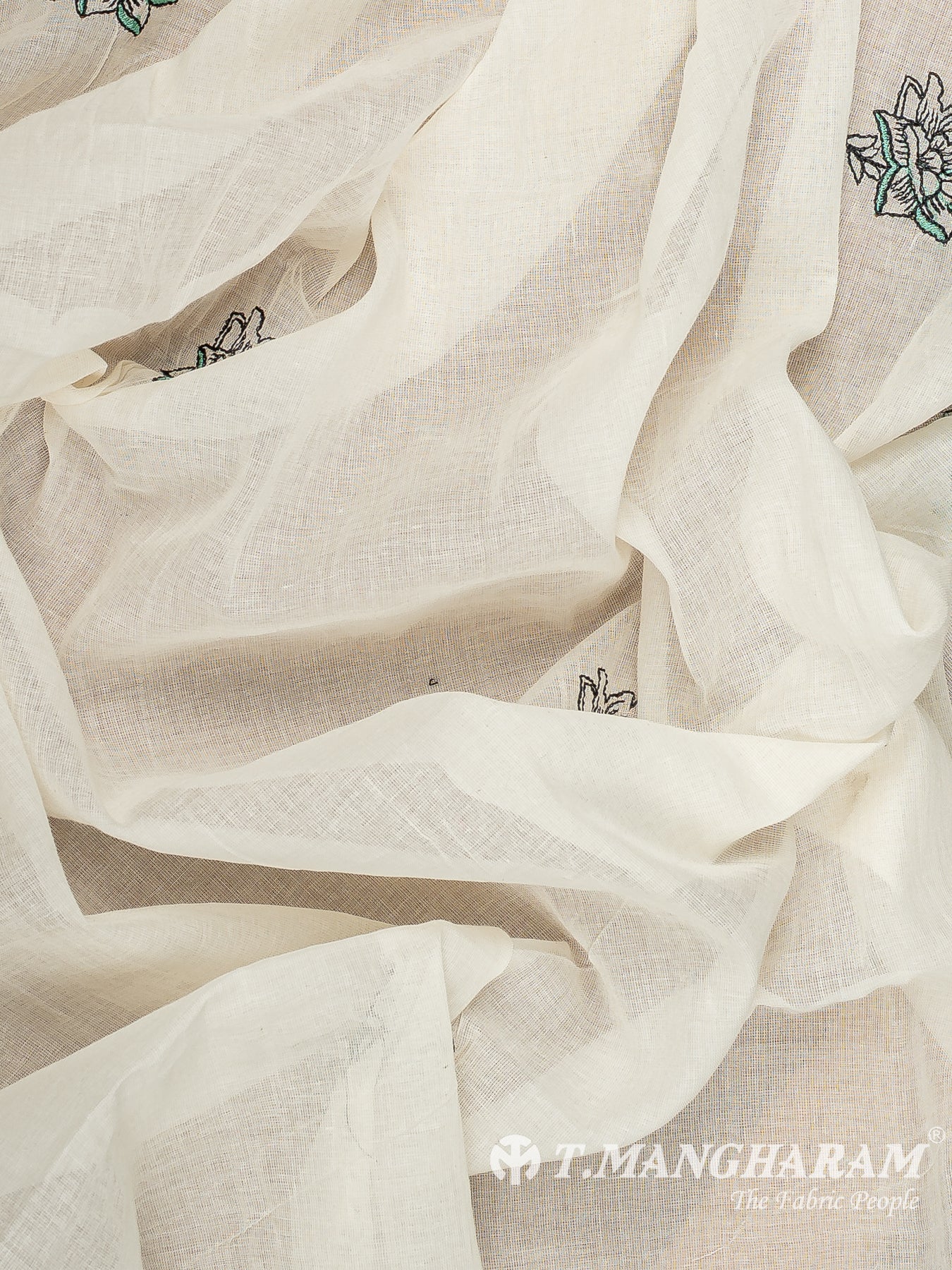 Cream Cotton Embroidery Fabric - EC12537