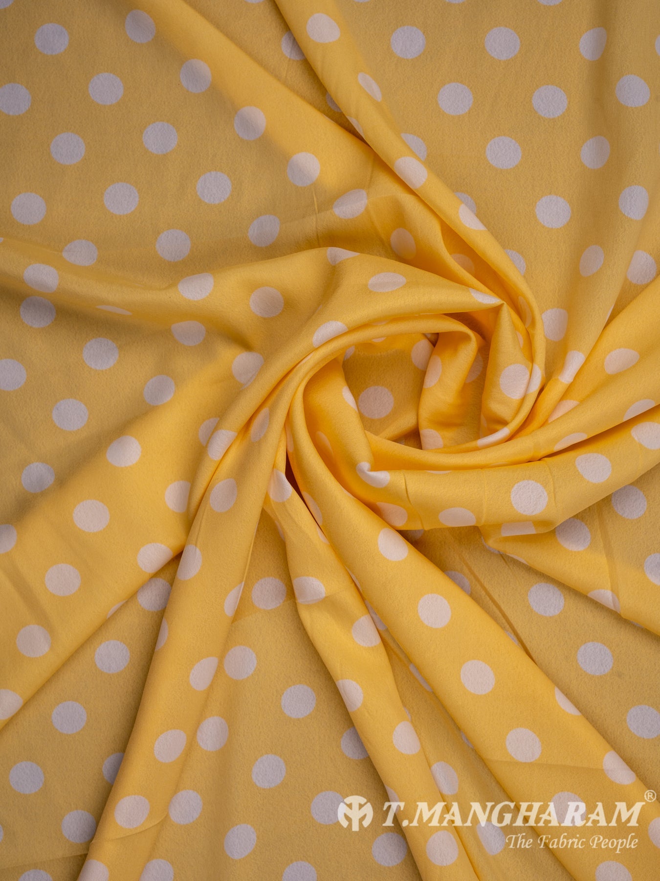 Yellow Printed Crepe Fabric - EA0439 view-1