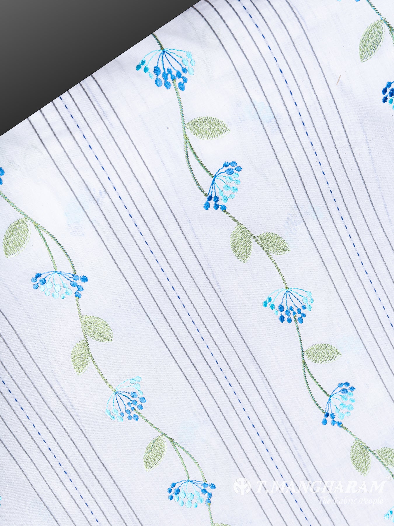 White Cotton Embroidery Fabric - EB4776 view-2