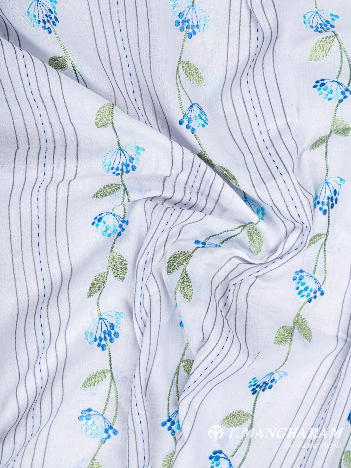 White Cotton Embroidery Fabric - EB4776 view-4