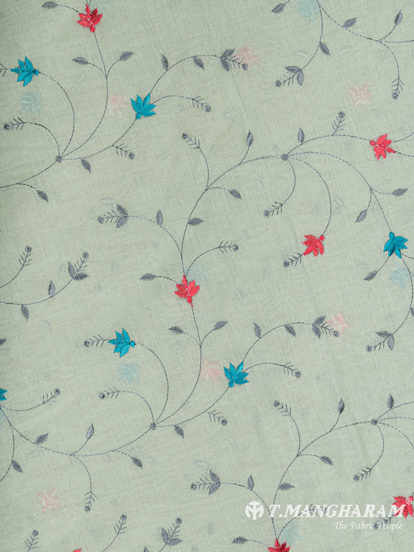 Green Cotton Embroidery Fabric - EB4737 view-3