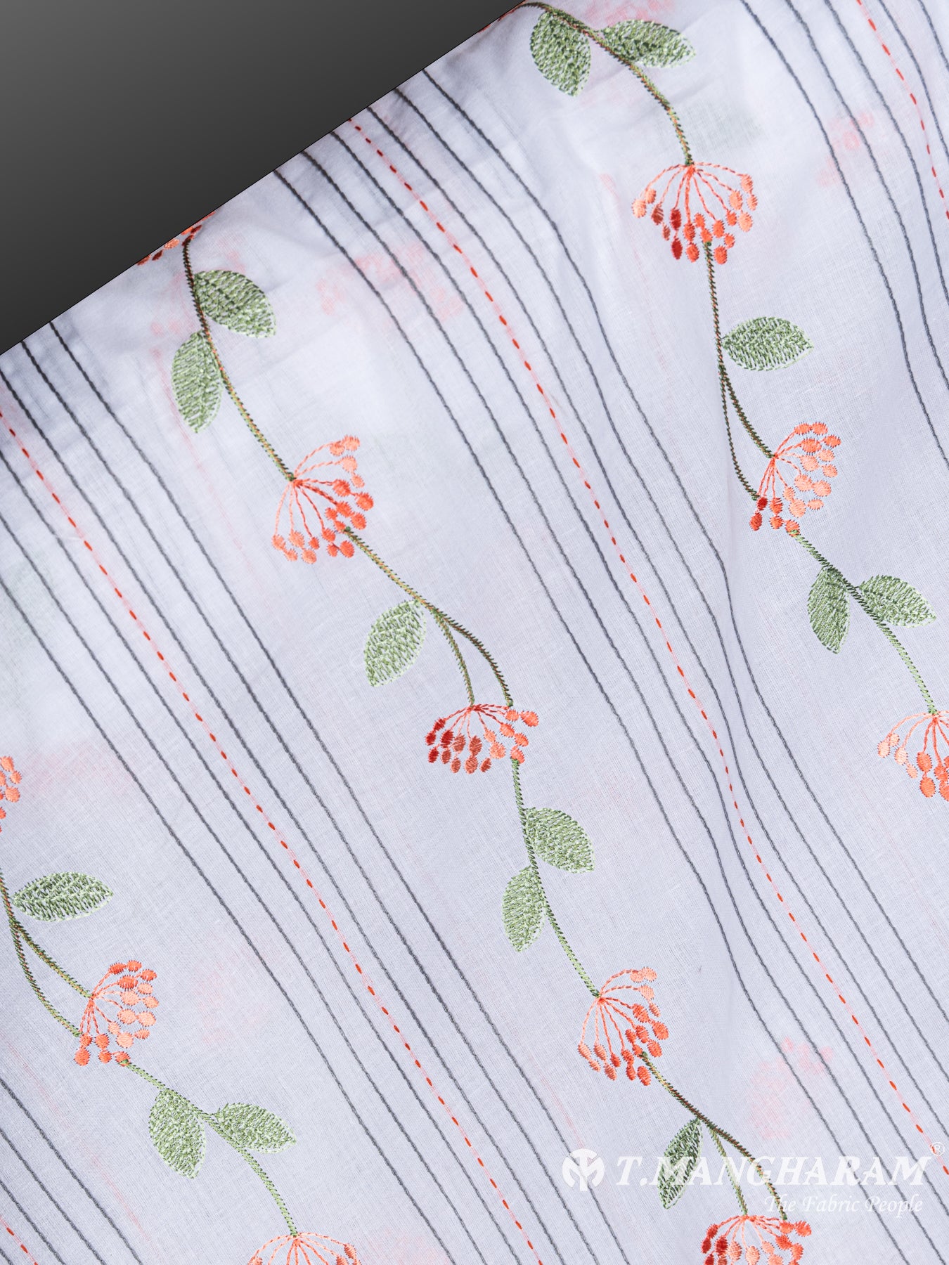 White Cotton Embroidery Fabric - EB4775 view-2