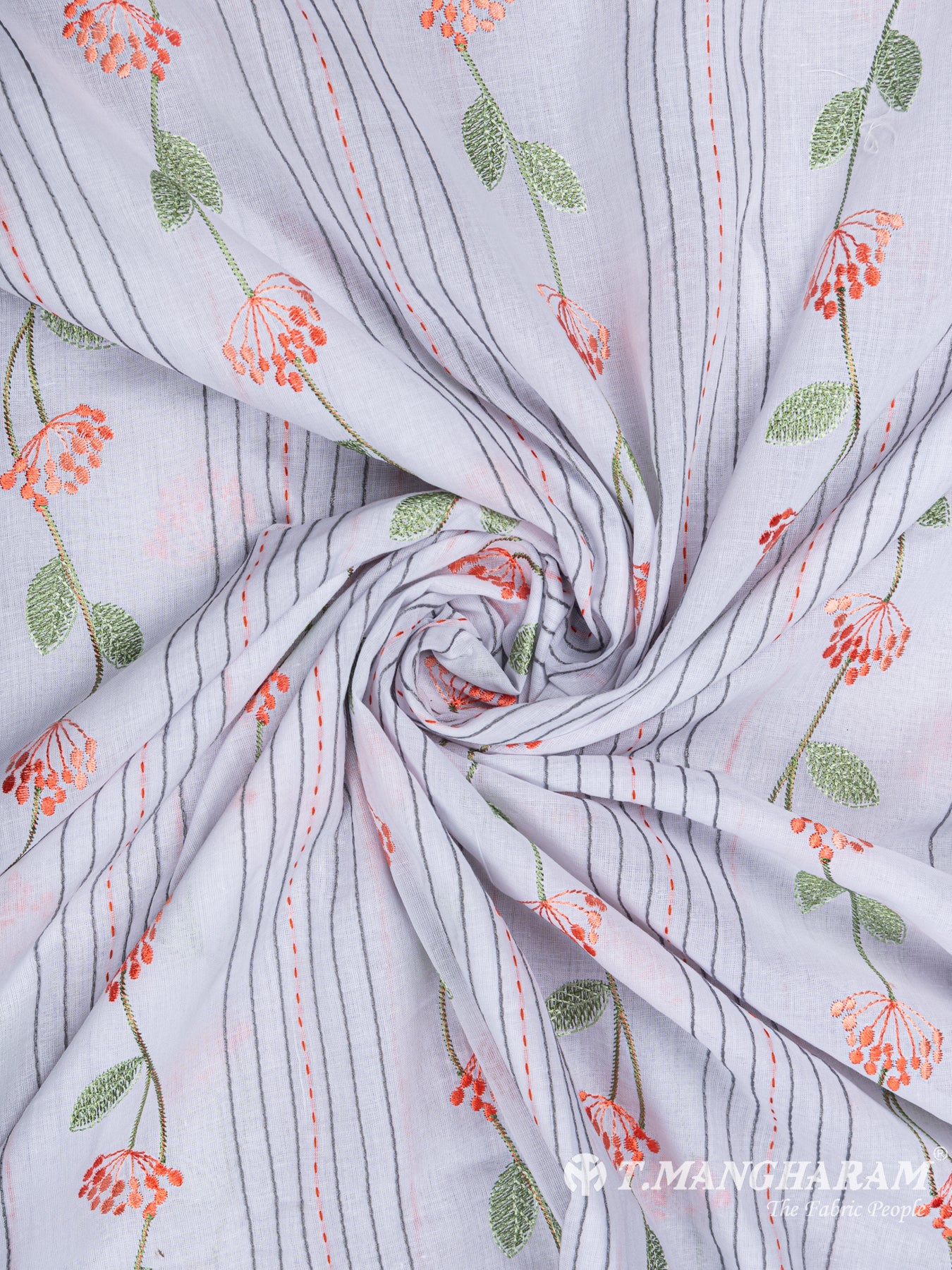 White Cotton Embroidery Fabric - EB4775 view-1