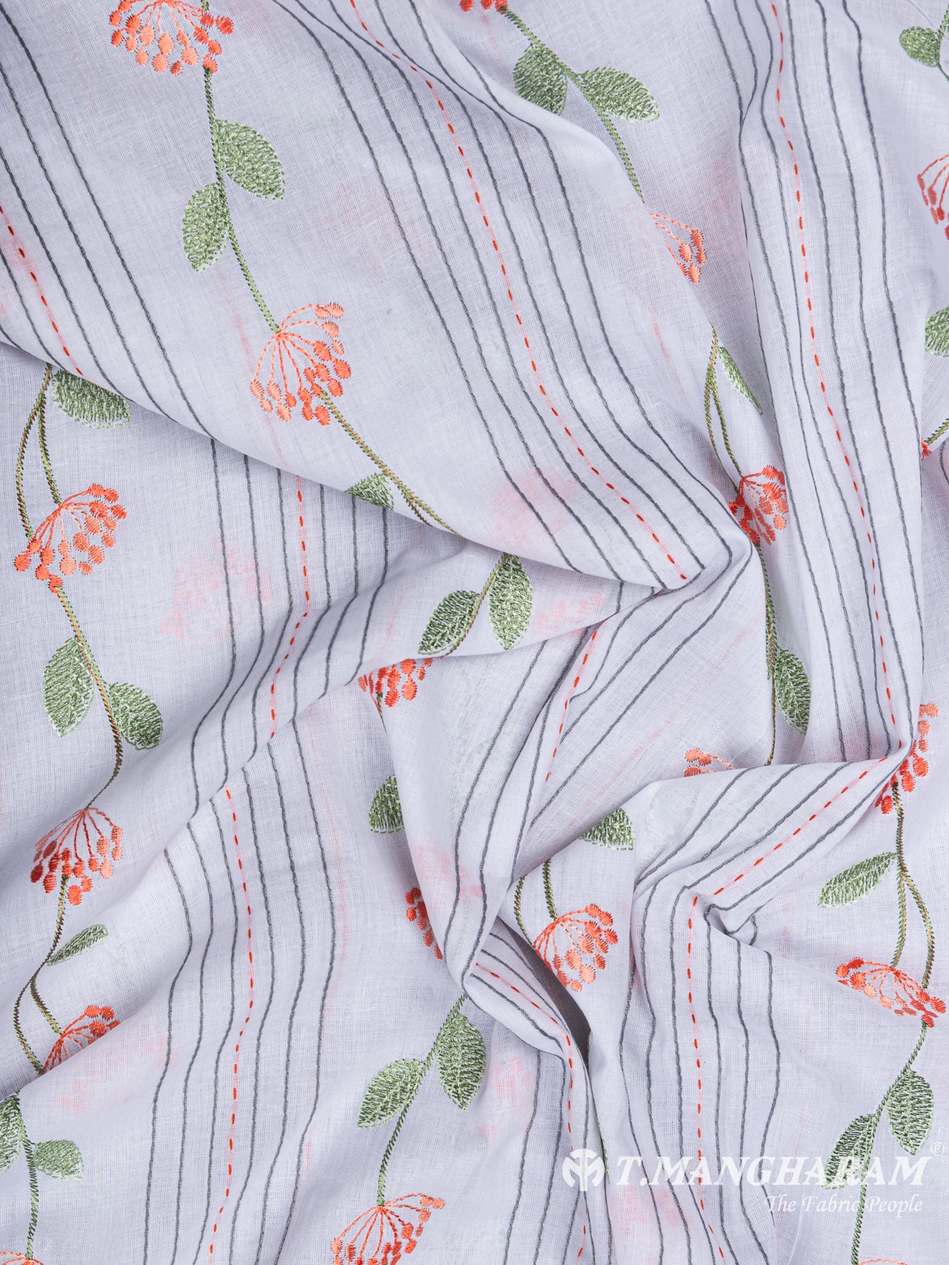 White Cotton Embroidery Fabric - EB4775 view-4