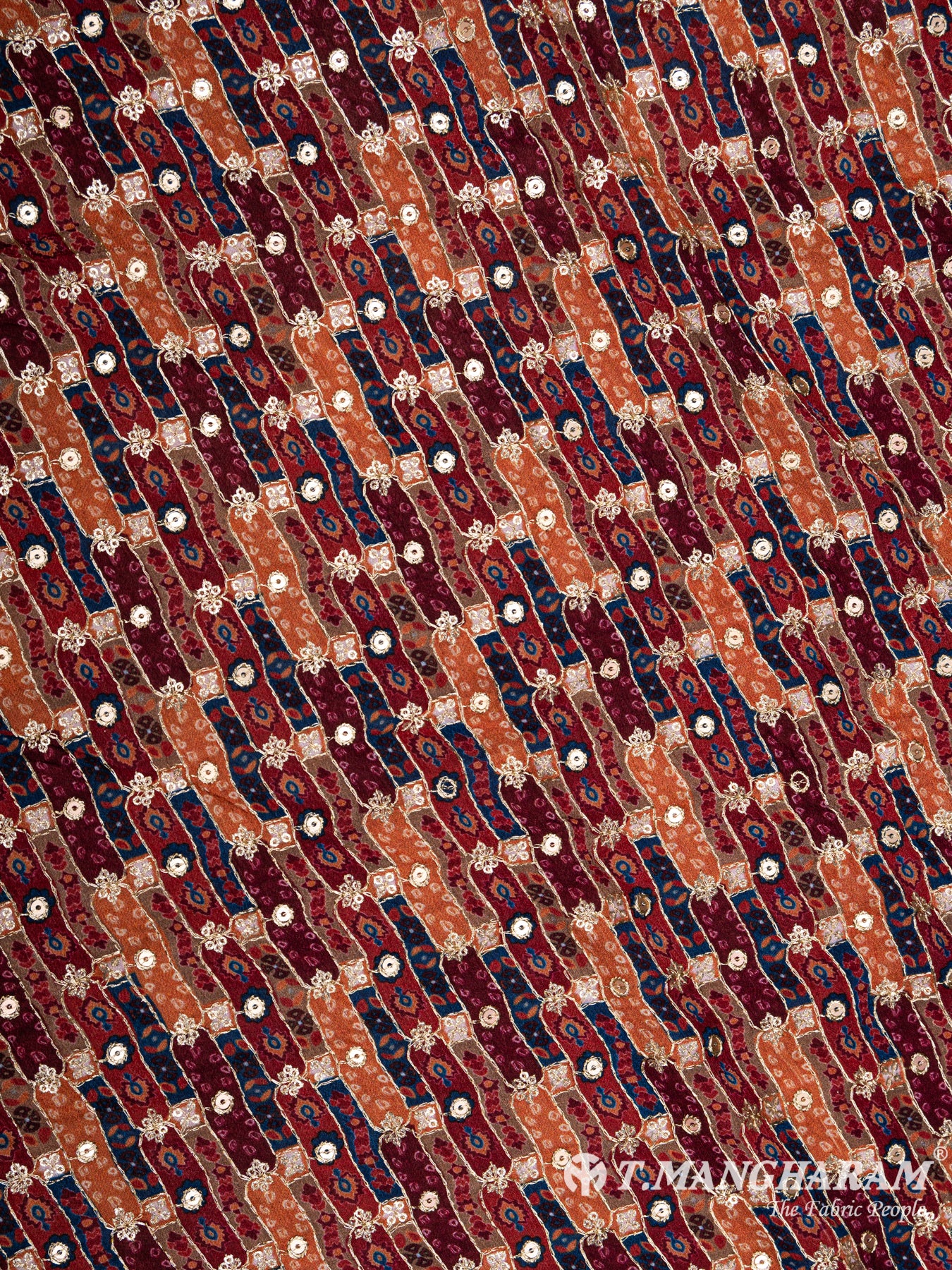 Maroon Chinnon Silk Fabric - EC65813 view-3