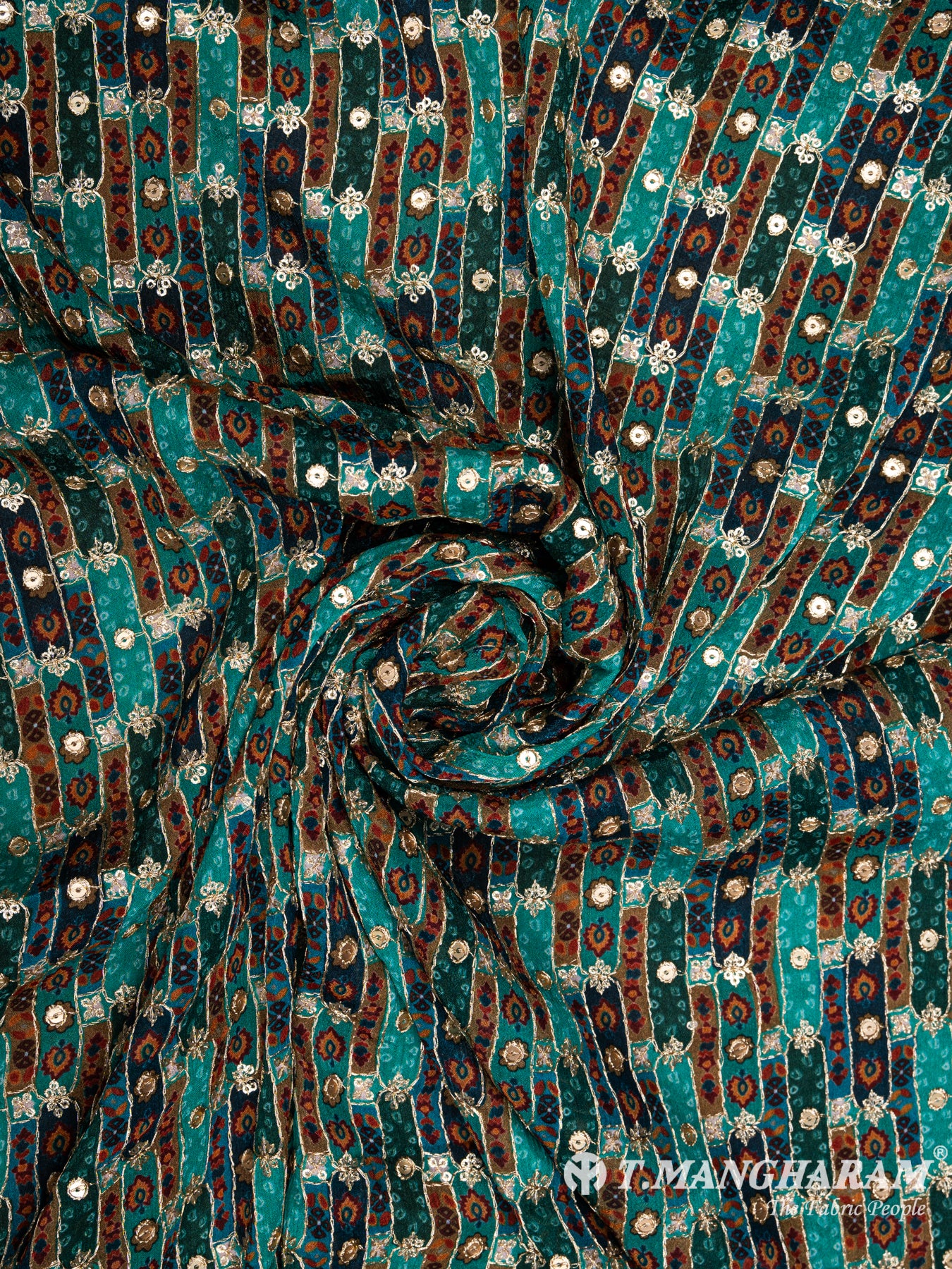 Green Chinnon Silk Fabric - EC6581 view-1