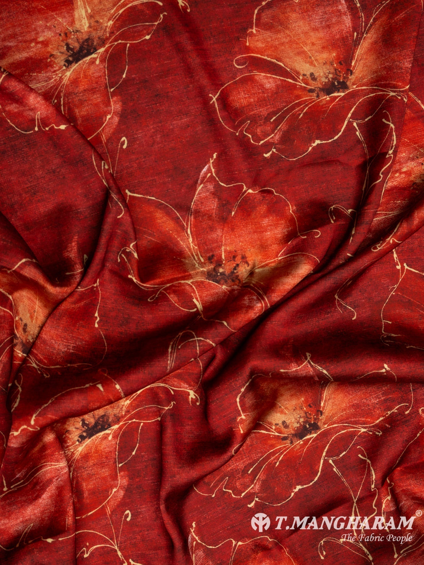 Maroon Satin Printed Fabric - EC6661 view-4