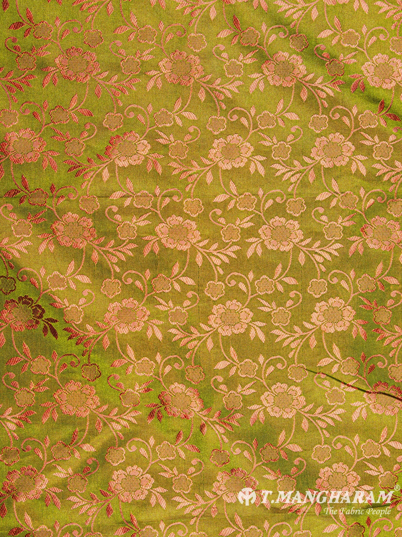 Green Semi Banaras Fabric - EB4119 view-3