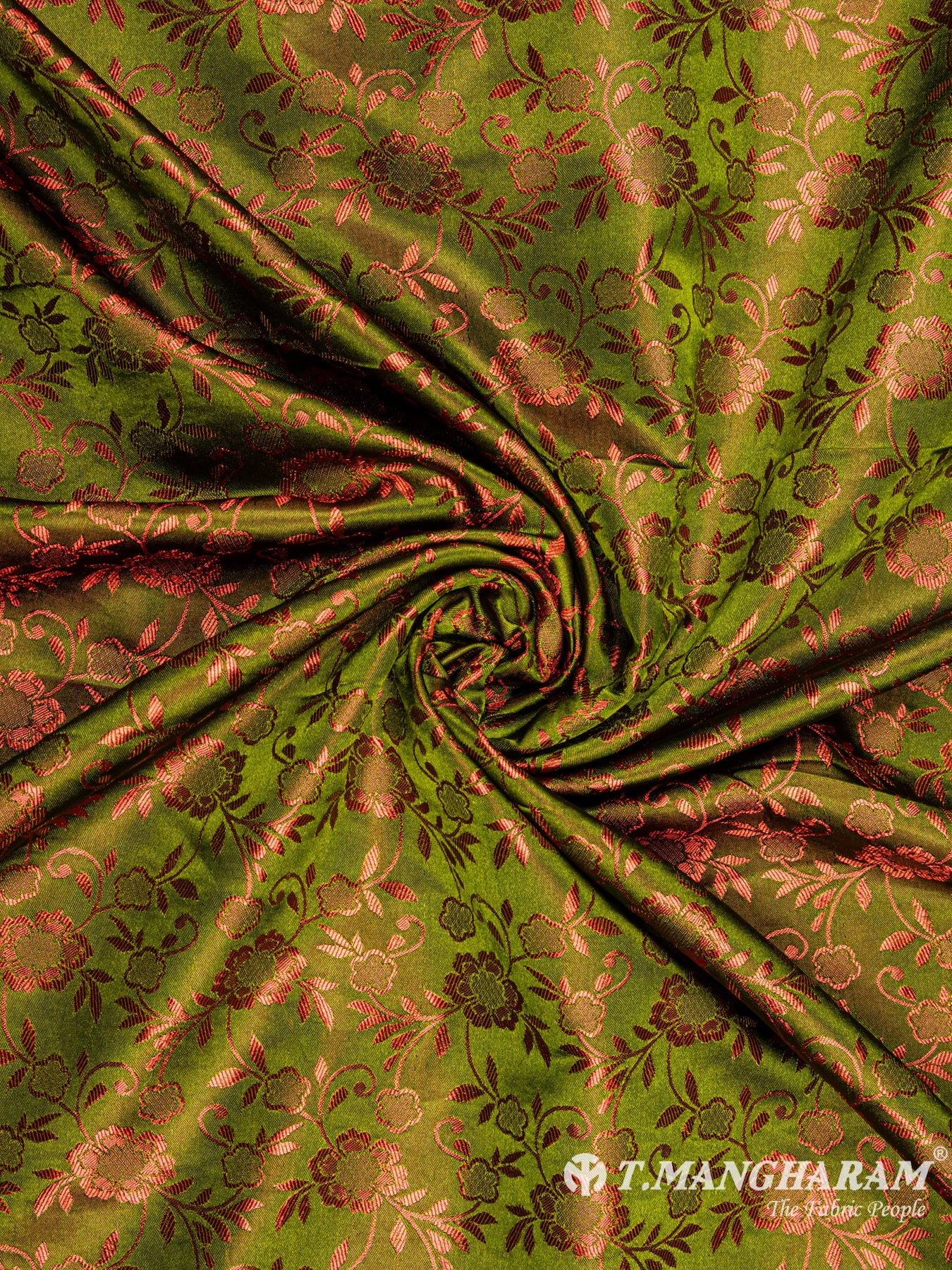 Green Semi Banaras Fabric - EB4119 view-1