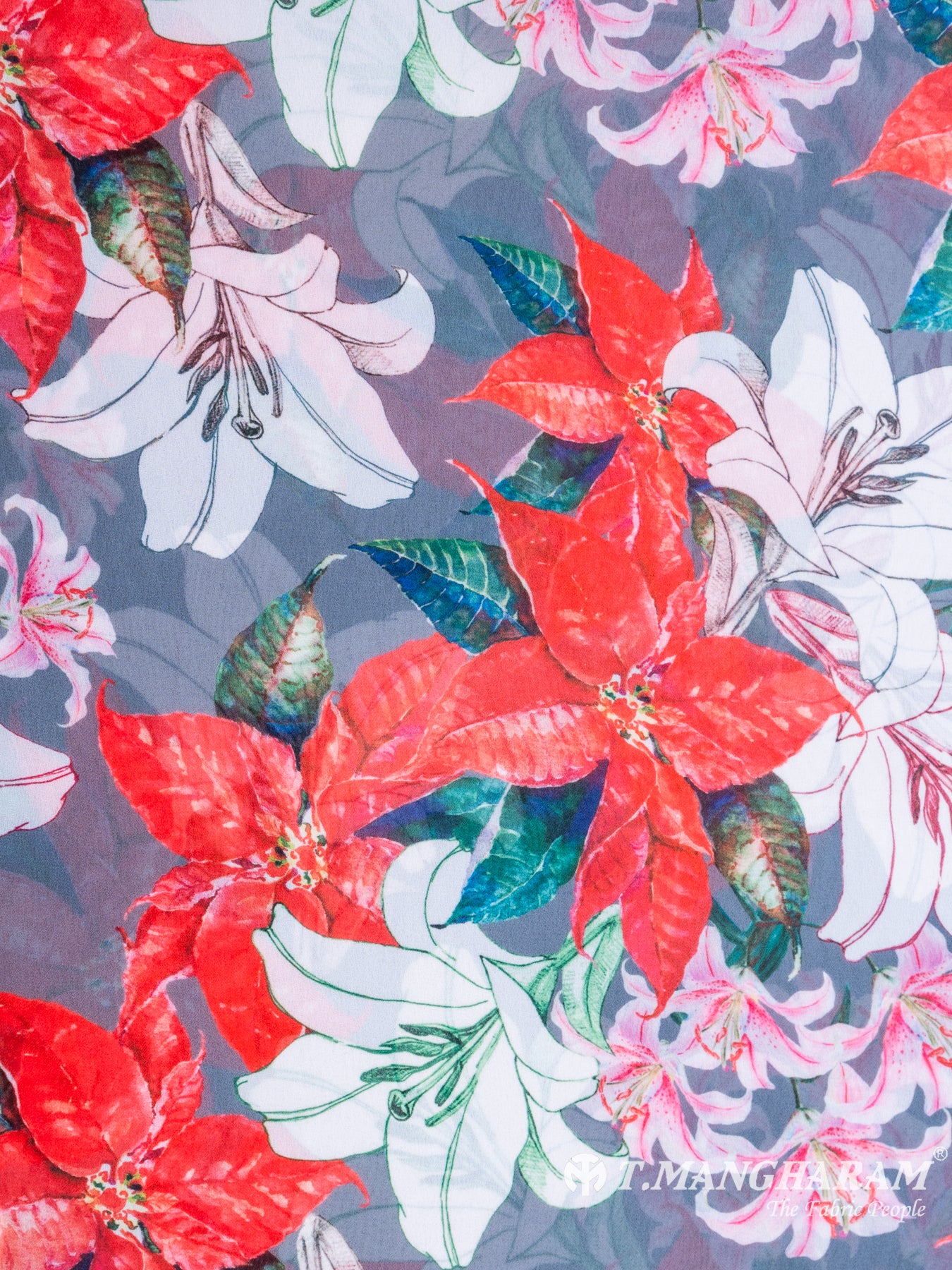Grey Georgette Fabric - EC7075 view-3