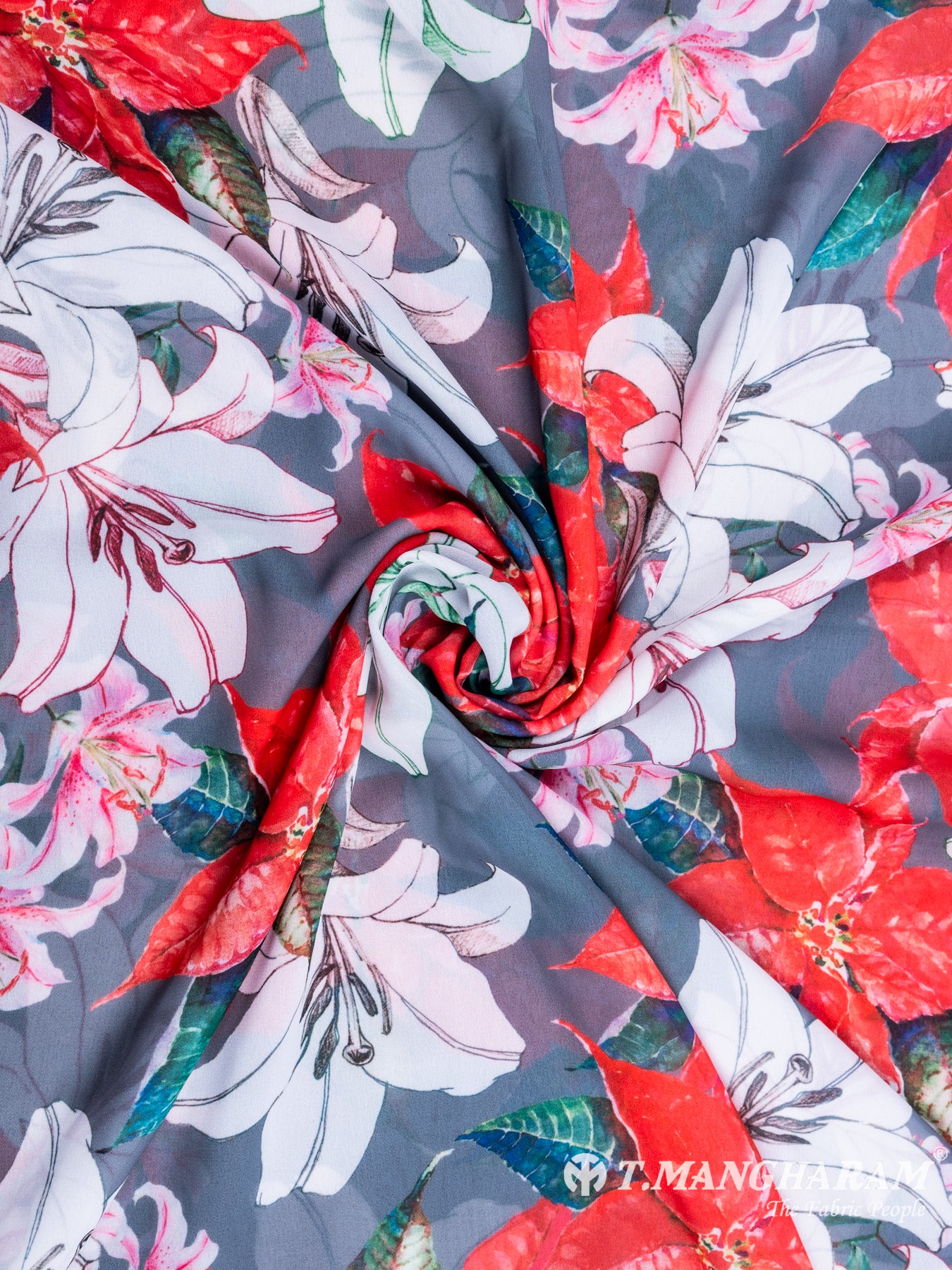 Grey Georgette Fabric - EC7075 view-1