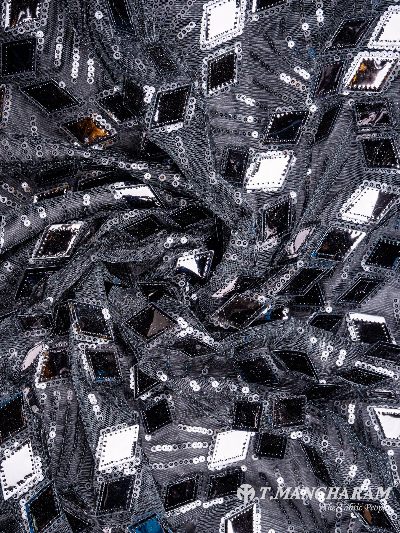 Black Fancy Net Fabric - EB4191 view-1