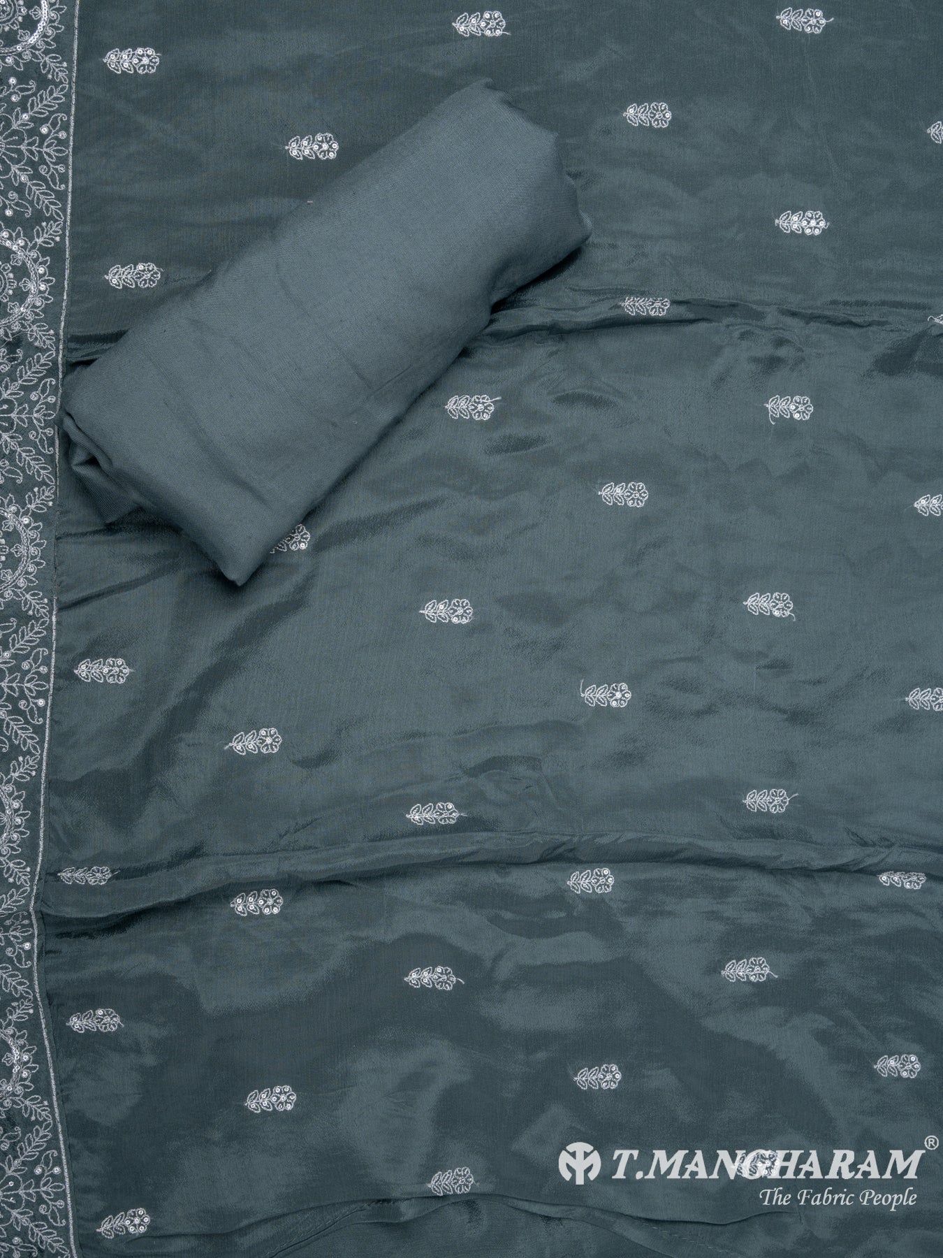 Dark Grey Tissue Organza Chudidhar Fabric Set - EG1578 view-3