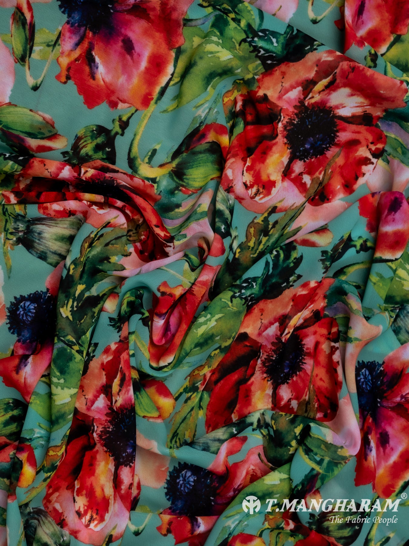 Green Georgette Fabric - EA2321 view-4