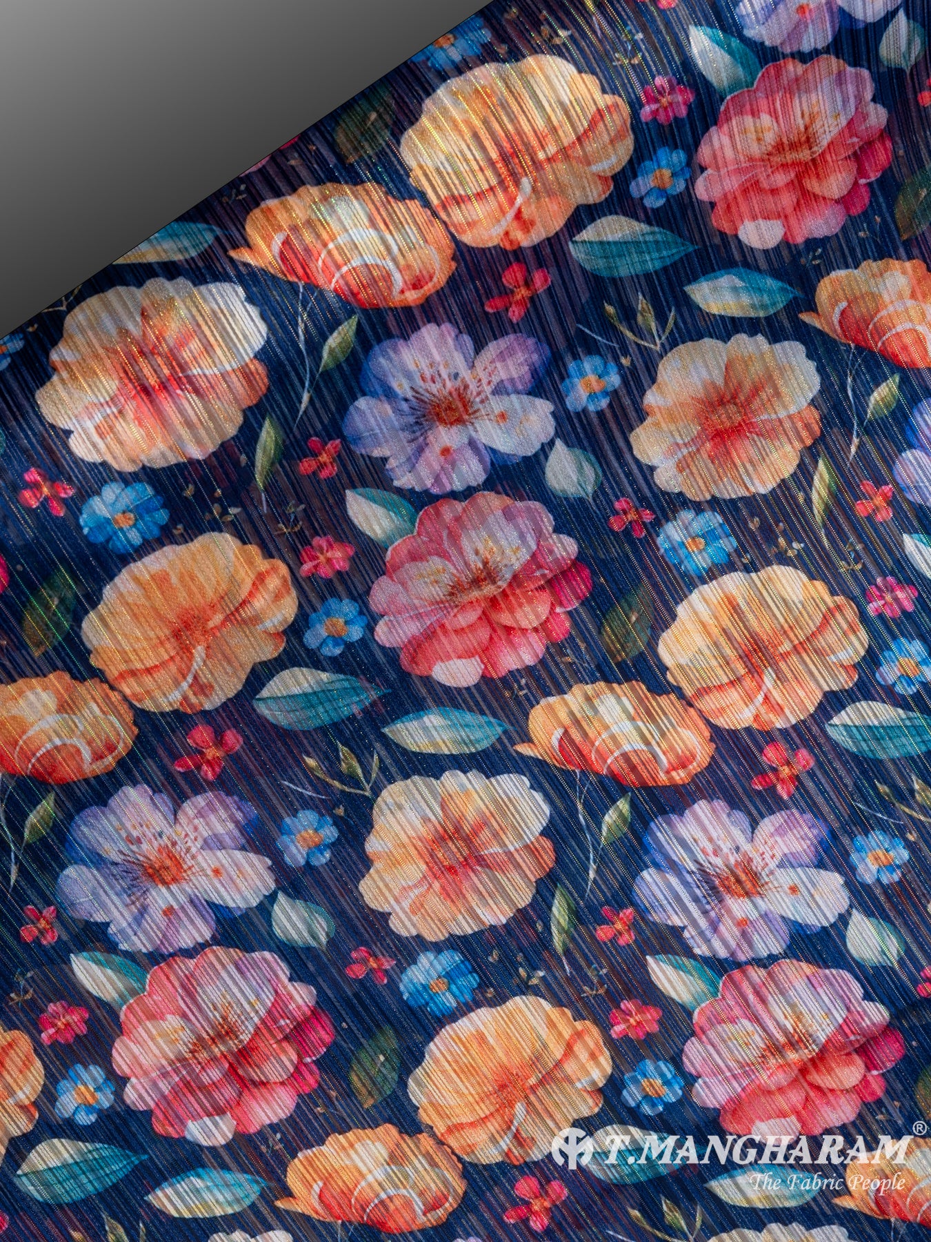 Blue Lurex Chiffon Fabric - EC7224 view-2