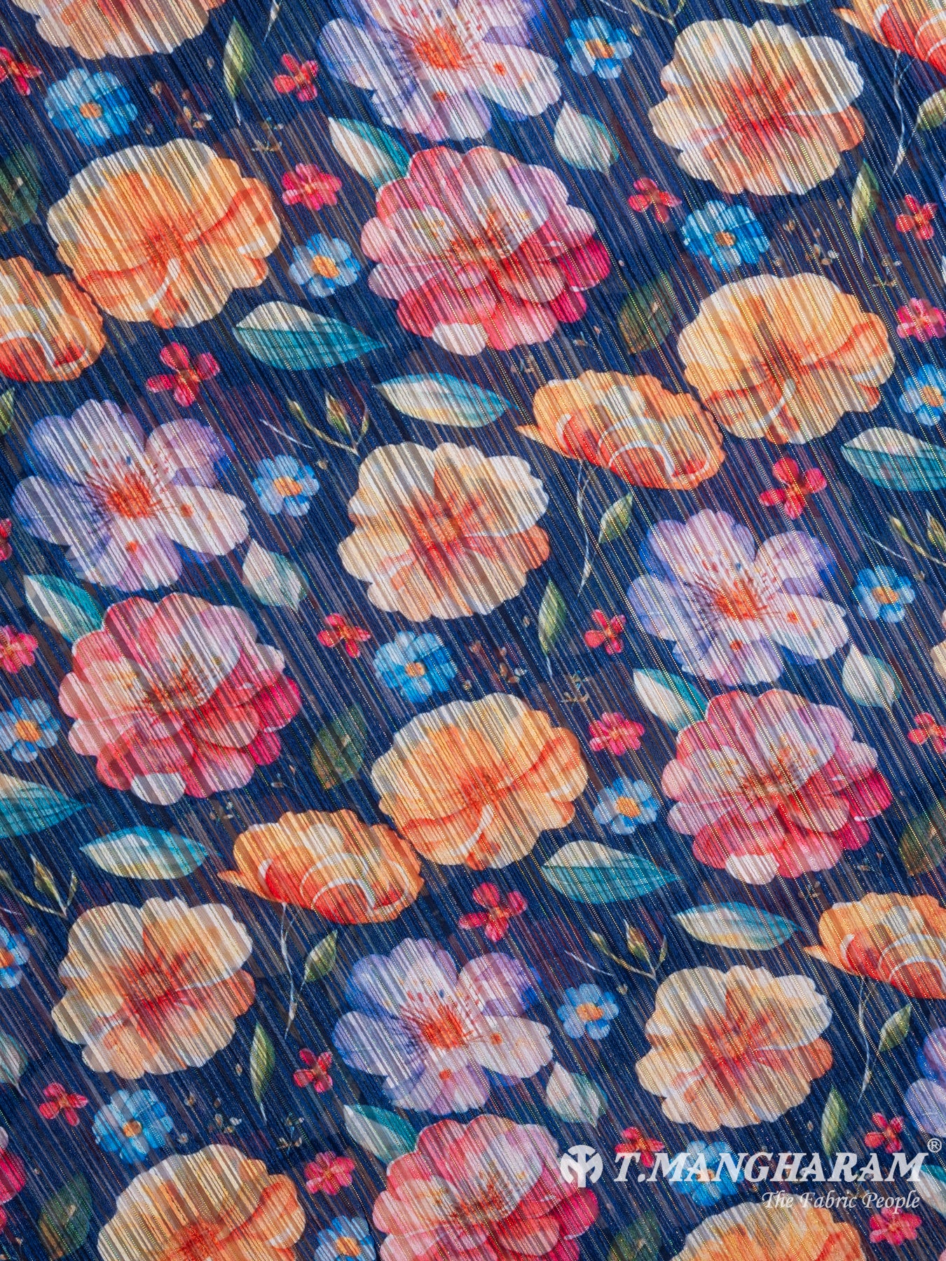 Blue Lurex Chiffon Fabric - EC7224 view-3