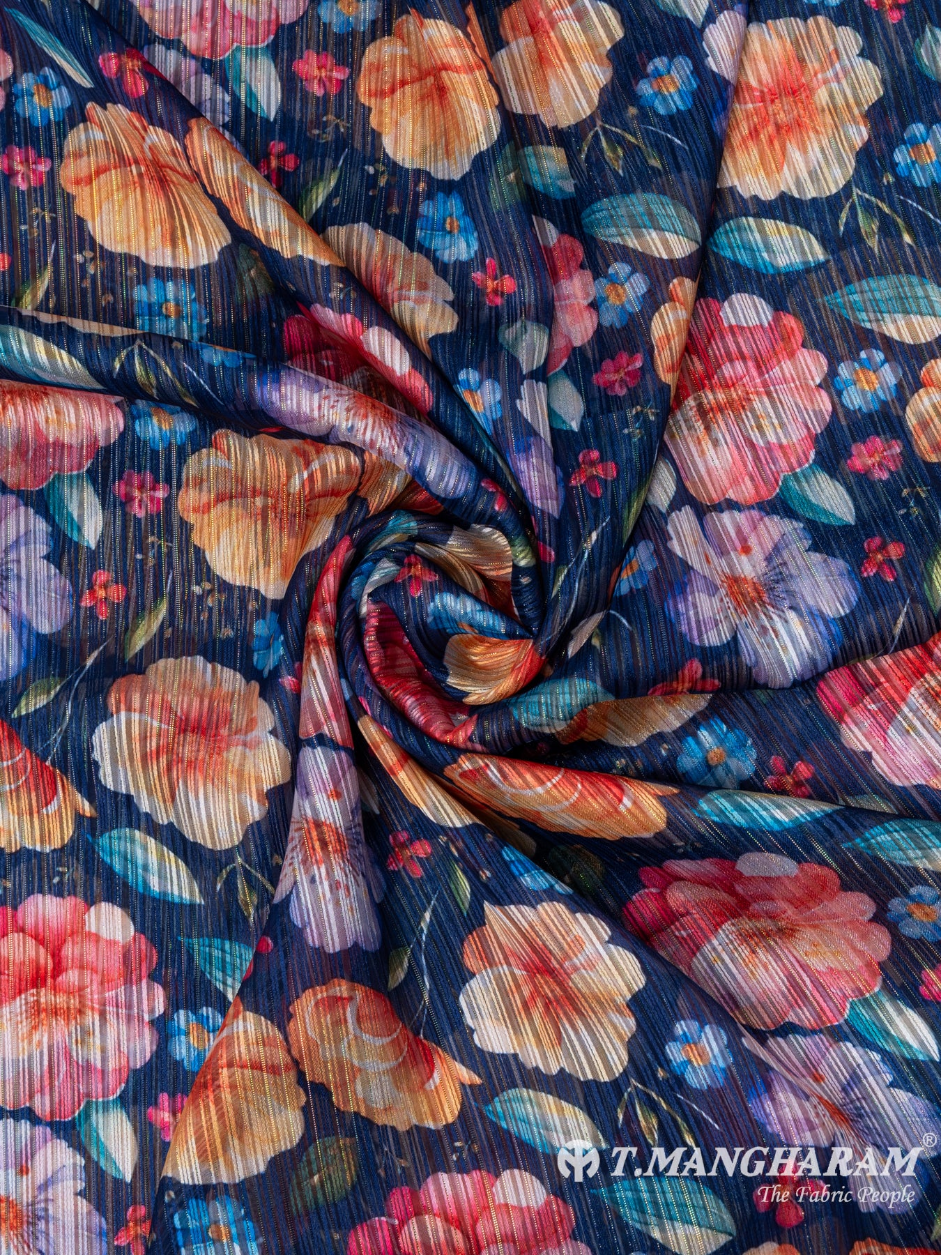 Blue Lurex Chiffon Fabric - EC7224 view-1