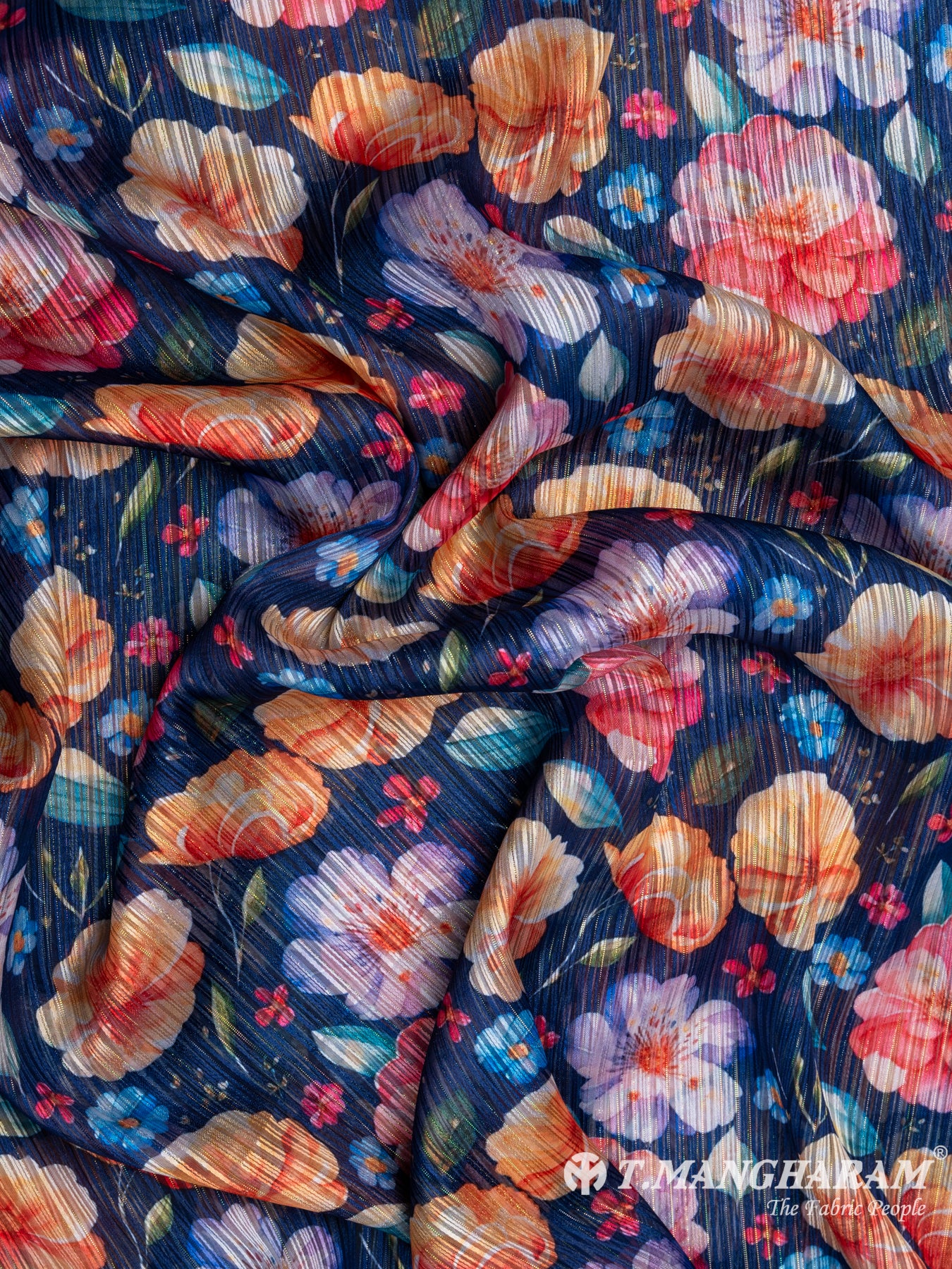 Blue Lurex Chiffon Fabric - EC7224 view-4