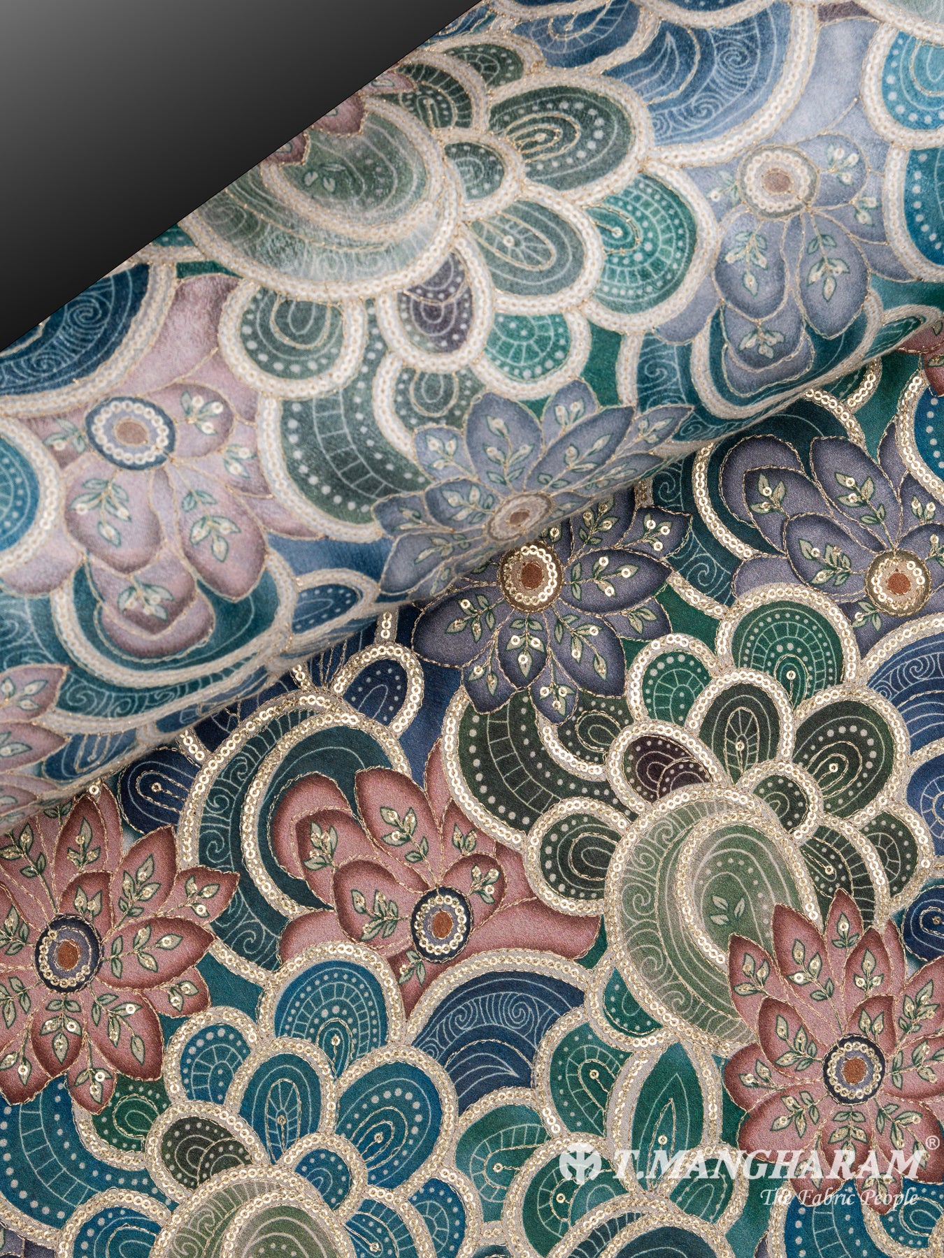 Multicolor Chinnon Silk Fabric - EB5187 view-2