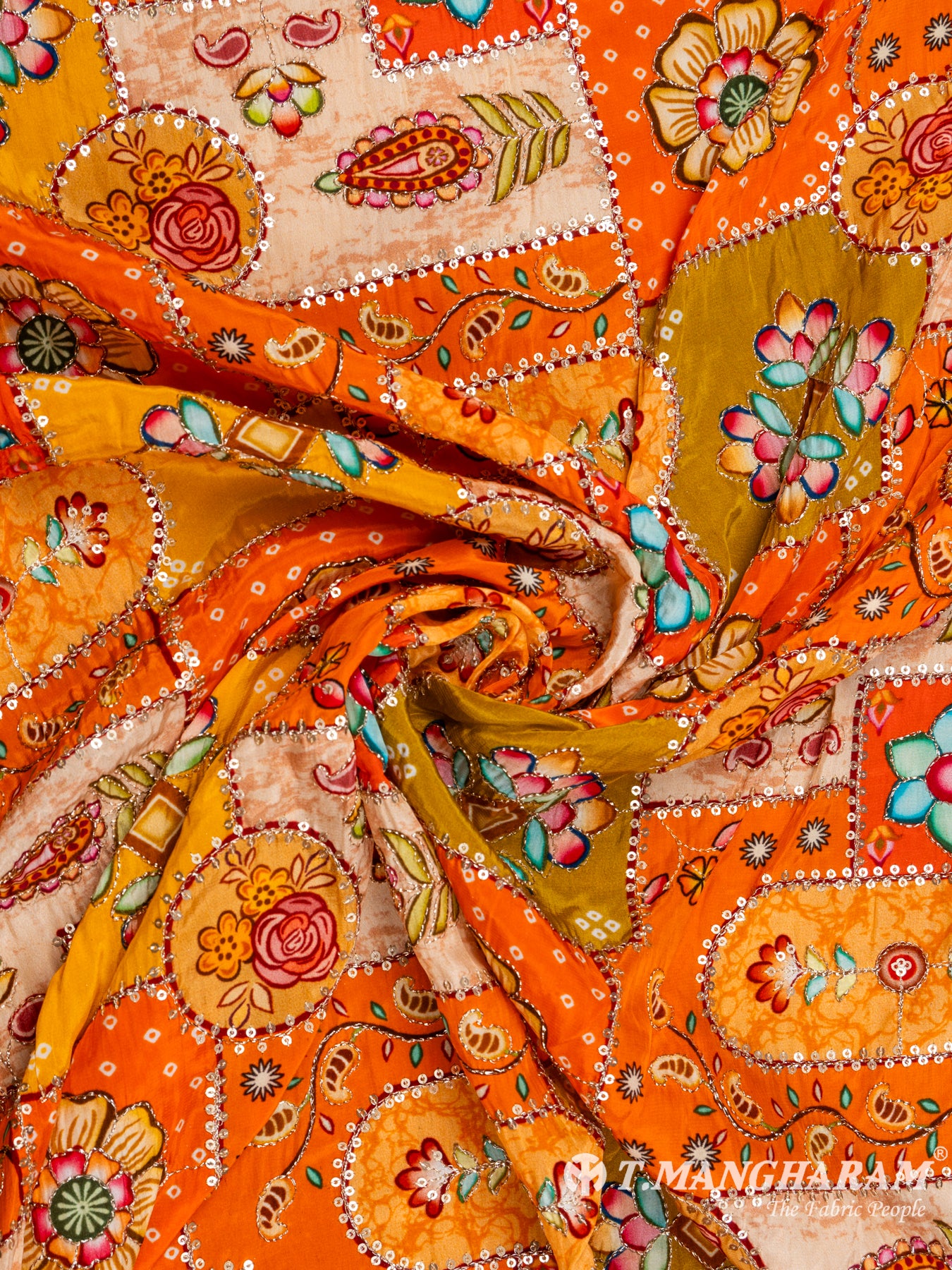 Orange Chinnon Silk Fabric - EB5184 view-1