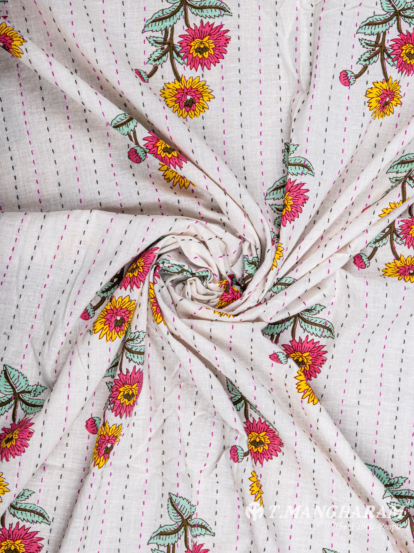 White Cotton Fabric - EC5672 view-1