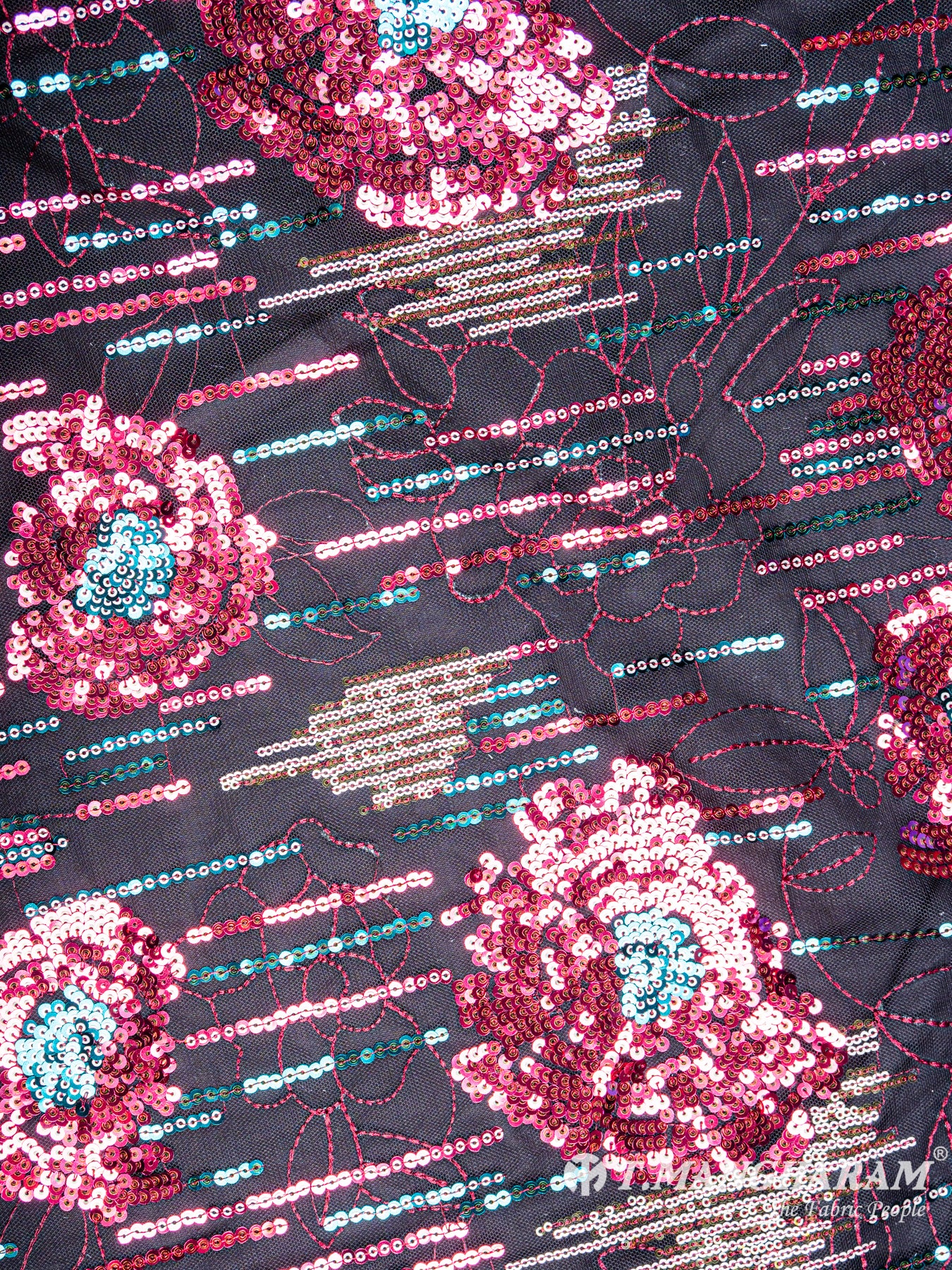 Black Fancy Net Fabric - EC5905 view-3