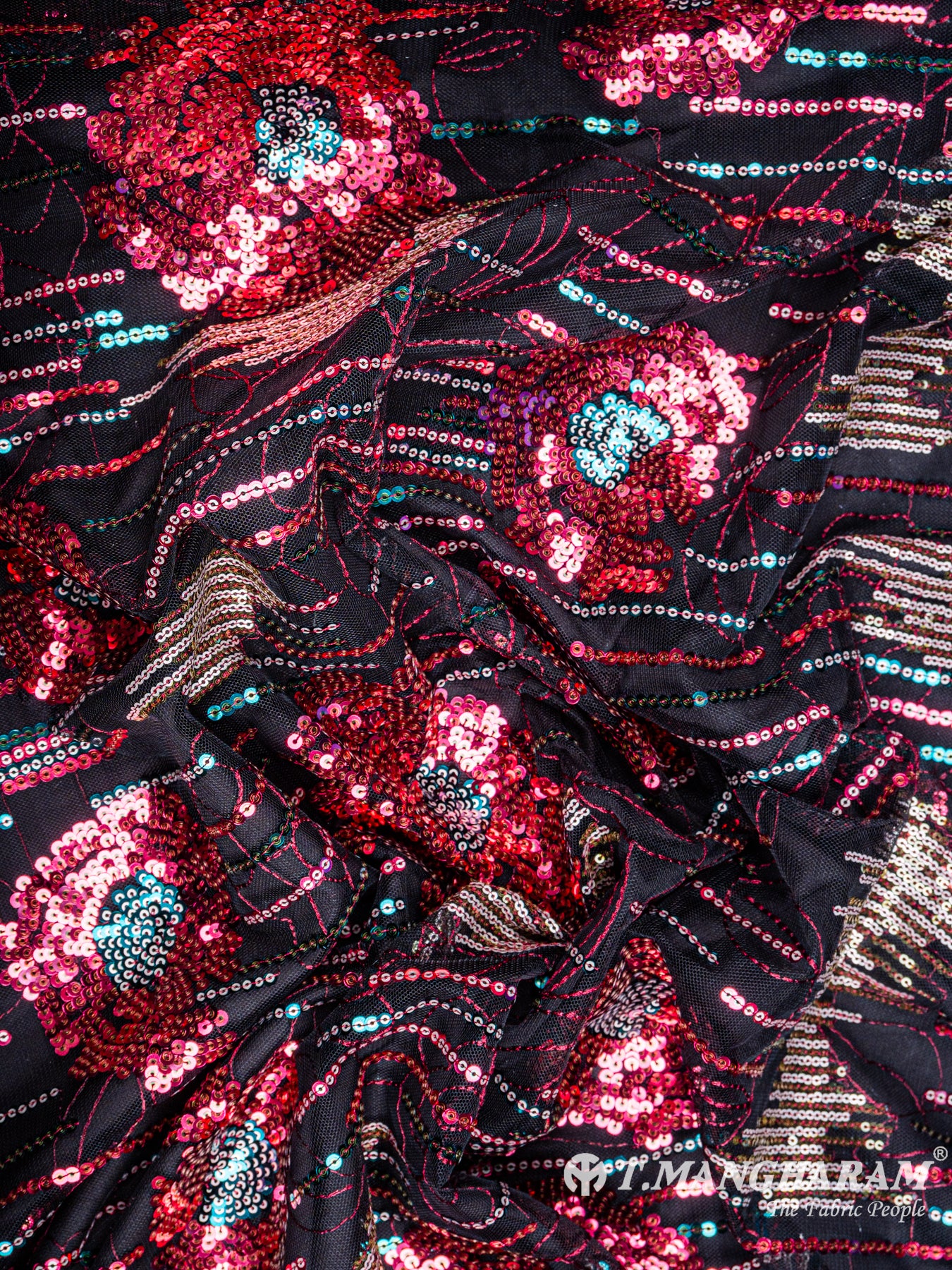 Black Fancy Net Fabric - EC5905 view-4