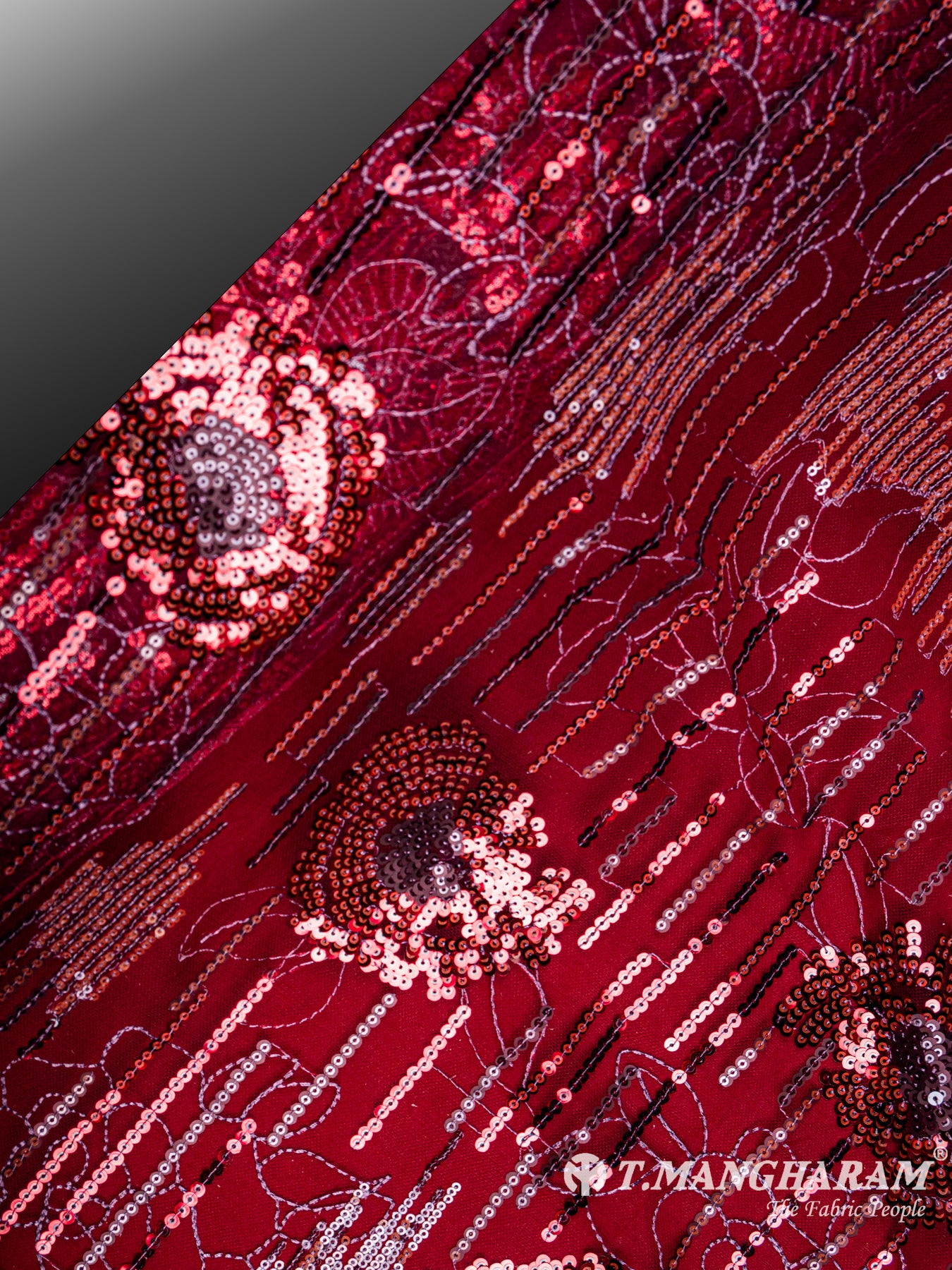 Maroon Fancy Net Fabric - EC5903 view-2