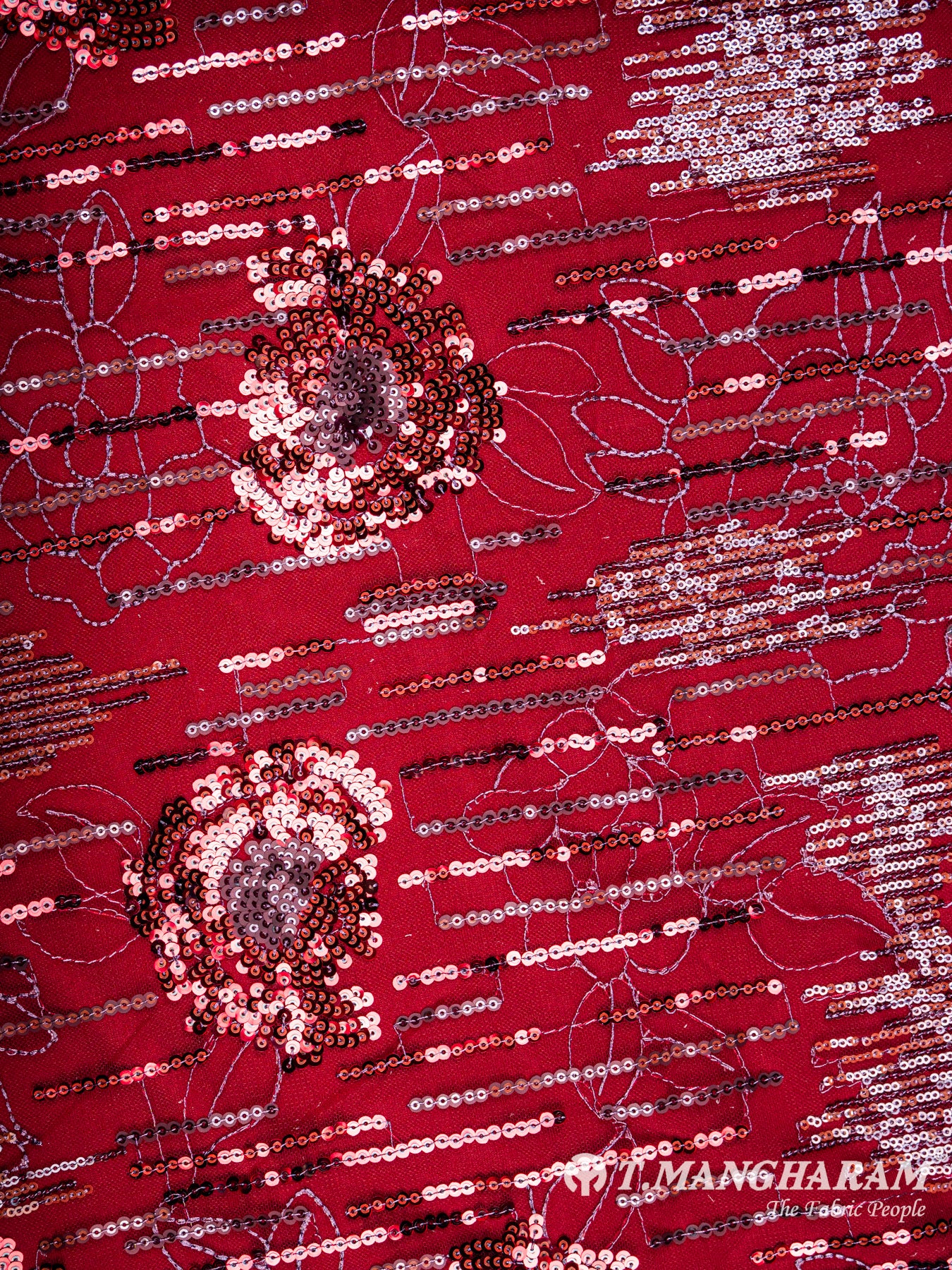 Maroon Fancy Net Fabric - EC5903 view-3