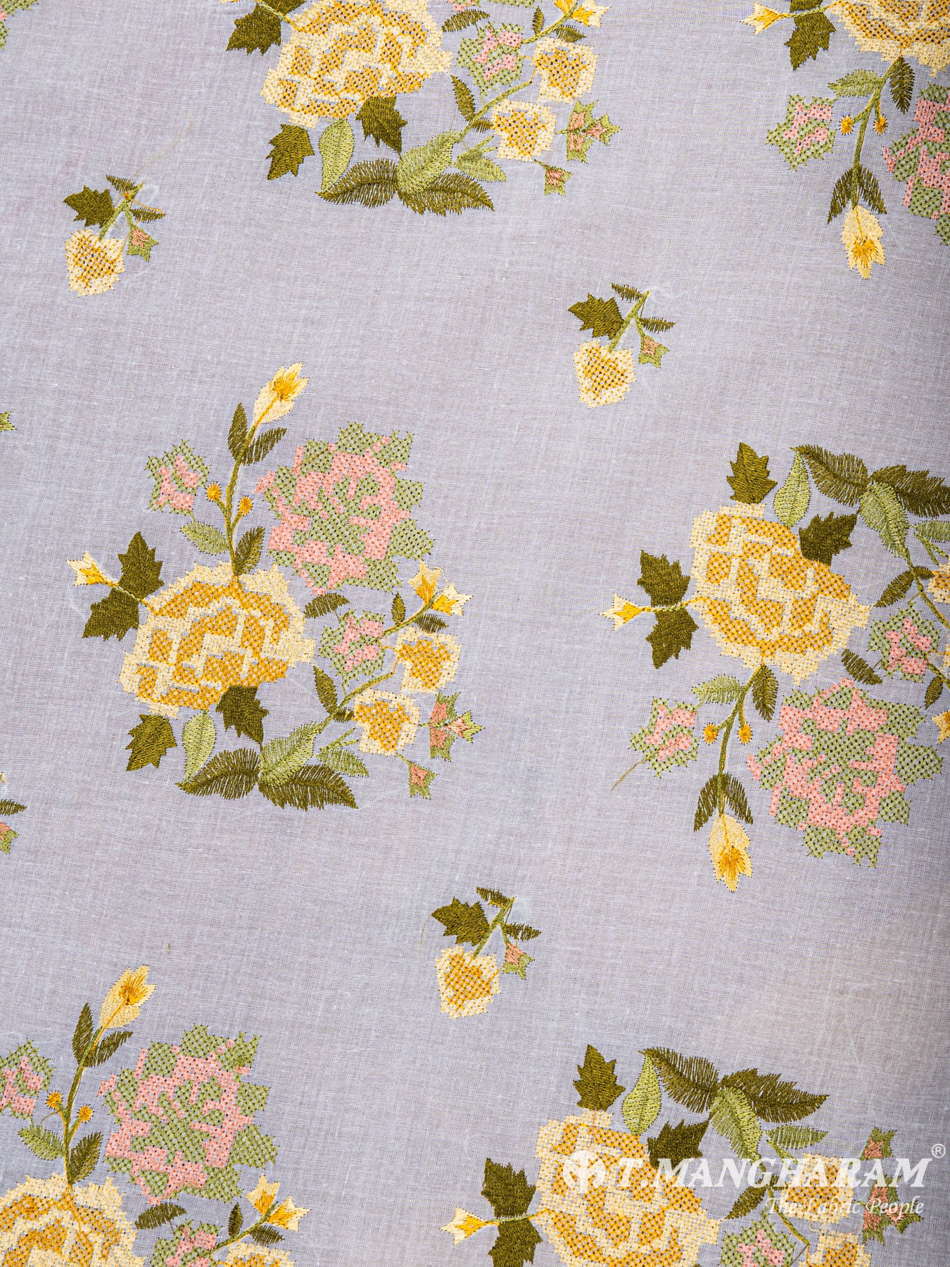 White Cotton Embroidery Fabric - EC5879 view-3